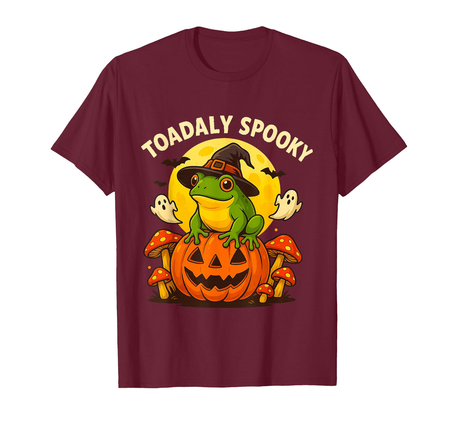 Funny Toadally Spooky Halloween Frog Pumpkin and Bat T-Shirt
