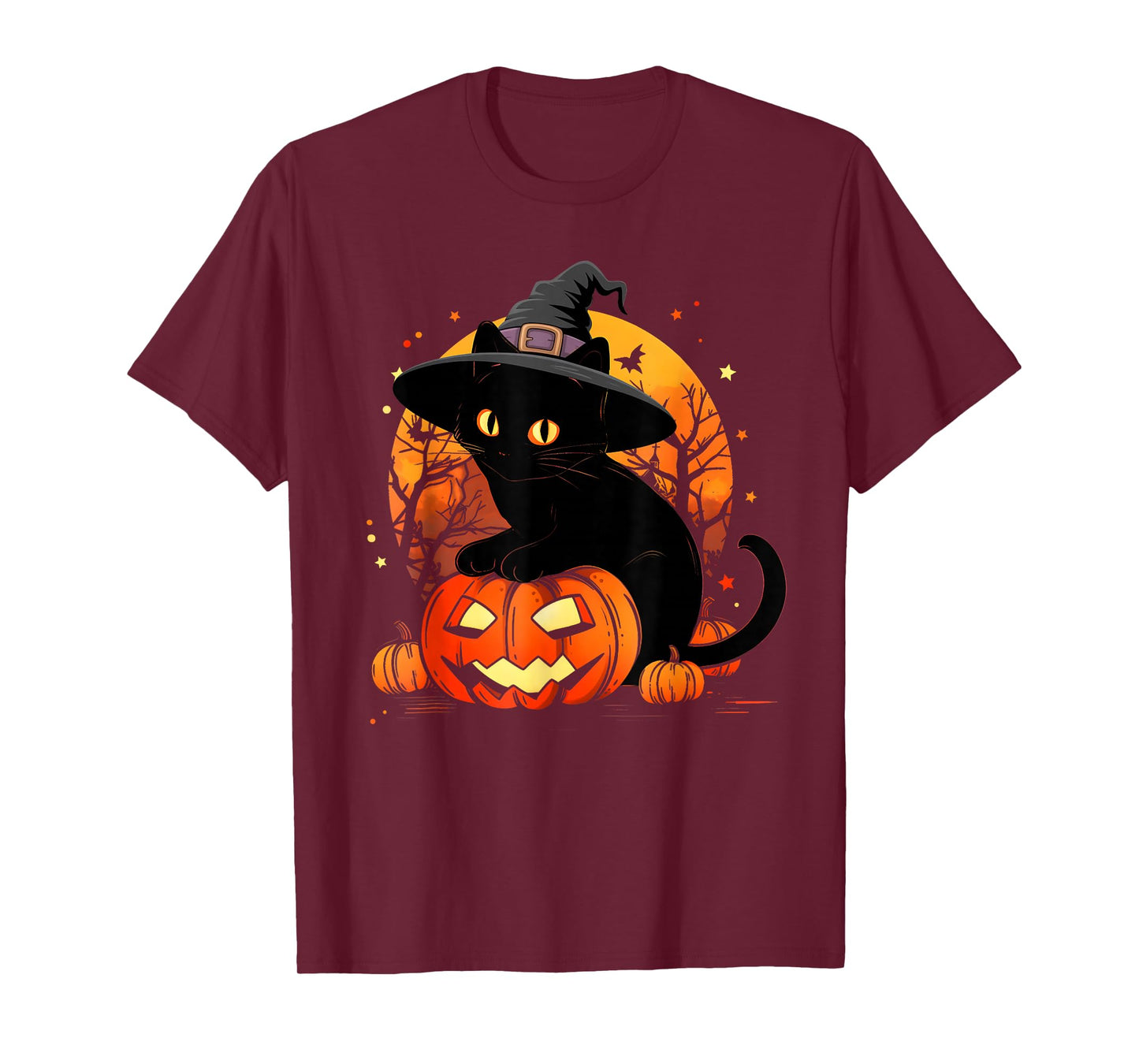 Retro Cute Black Cat Funny Halloween Pumpkin Men Women Kids T-Shirt