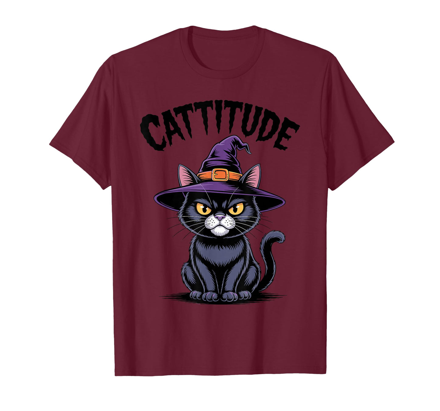 Cattitude Witch Cat Funny Black Cat Halloween for Cat Lovers T-Shirt