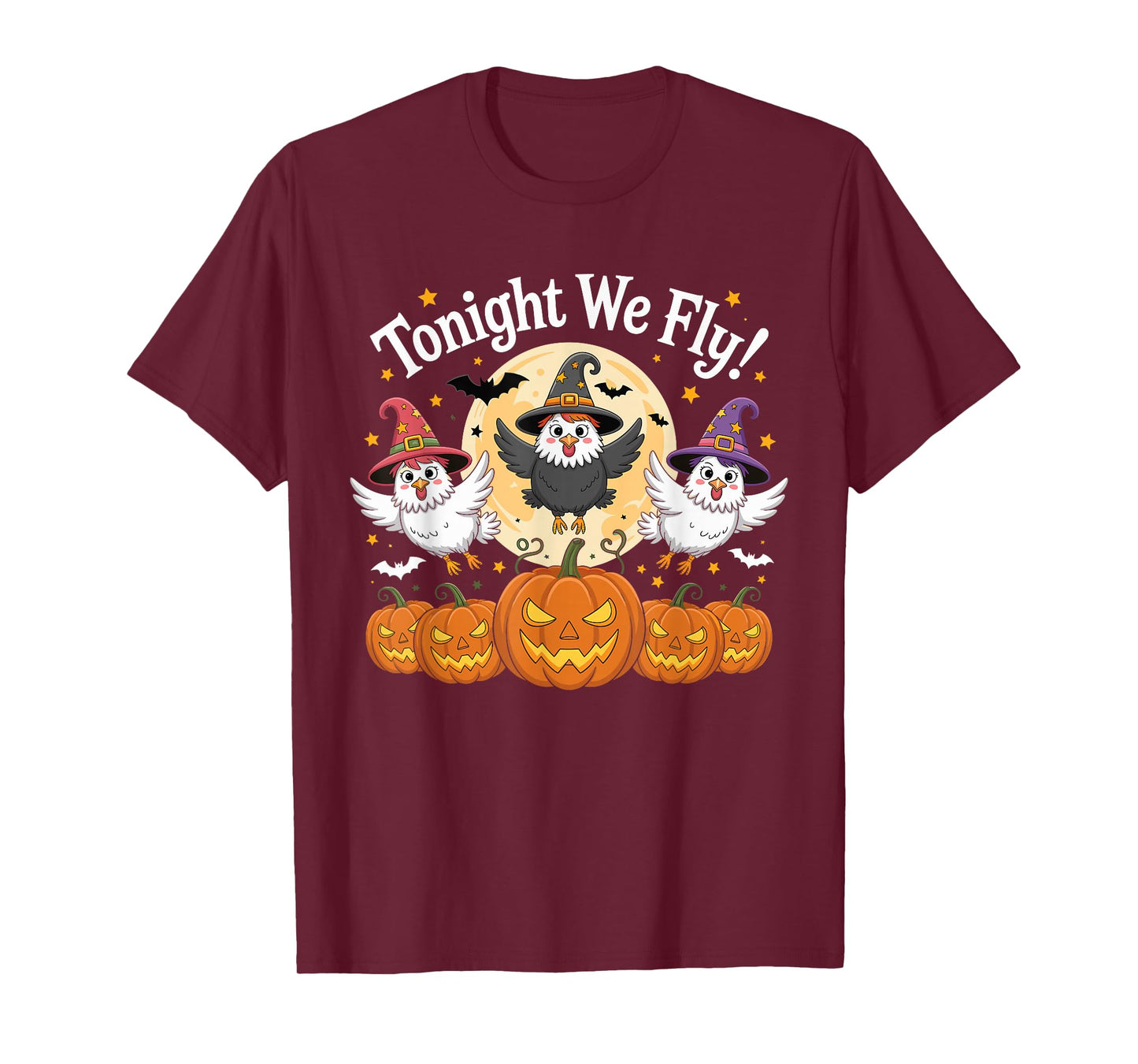 Tonight We Fly Funny Witchy Chickens Spooky Farm Halloween T-Shirt