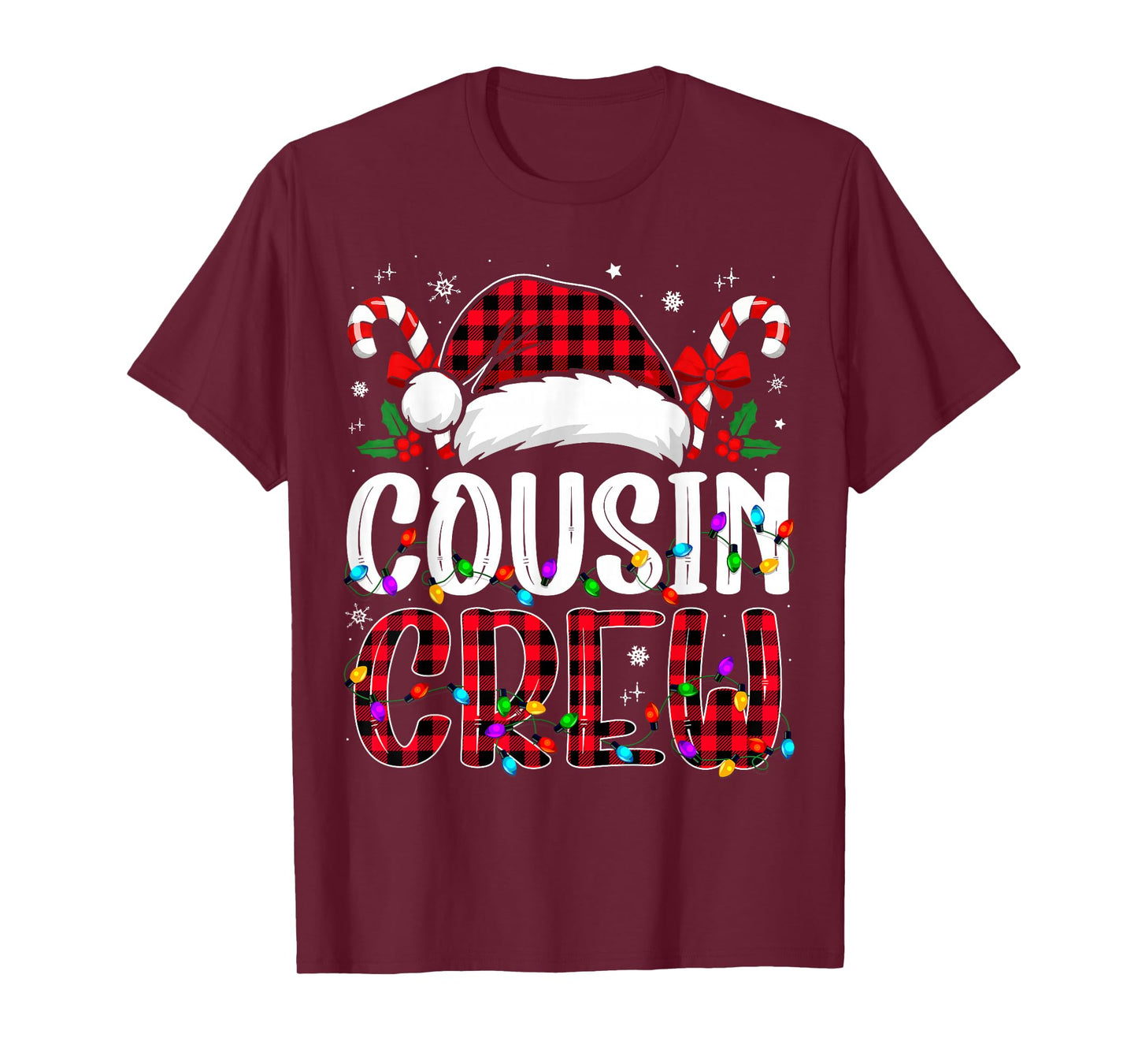 Christmas Cousin Crew Red Plaid Family Matching Xmas T-Shirt