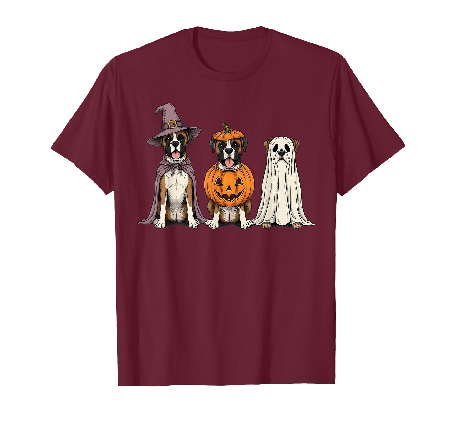 Spooky Ghost Boxer Dog Lover Pumpkin Halloween T-Shirt