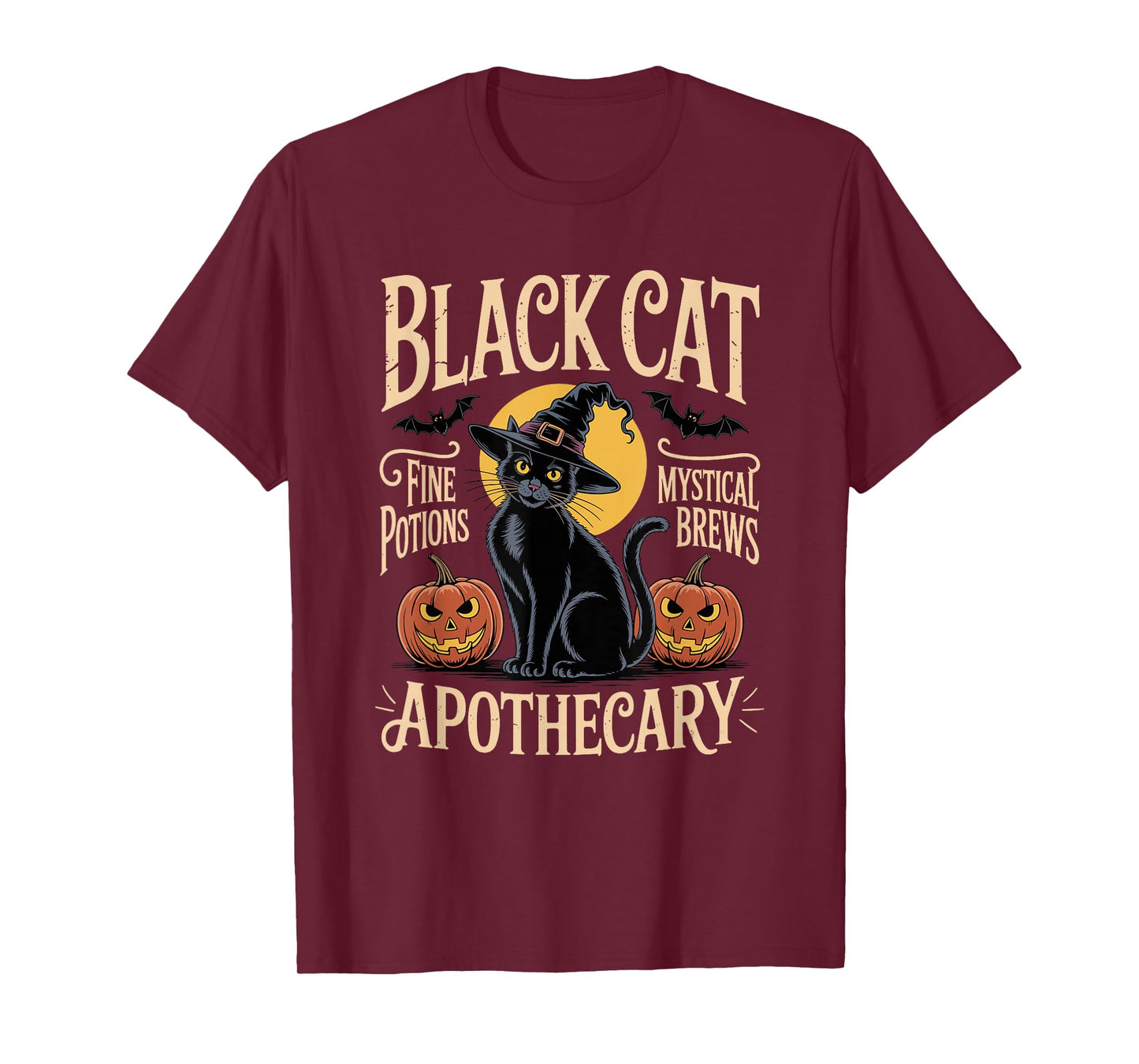 Retro Halloween Costume Black Cat Apothecary T-Shirt