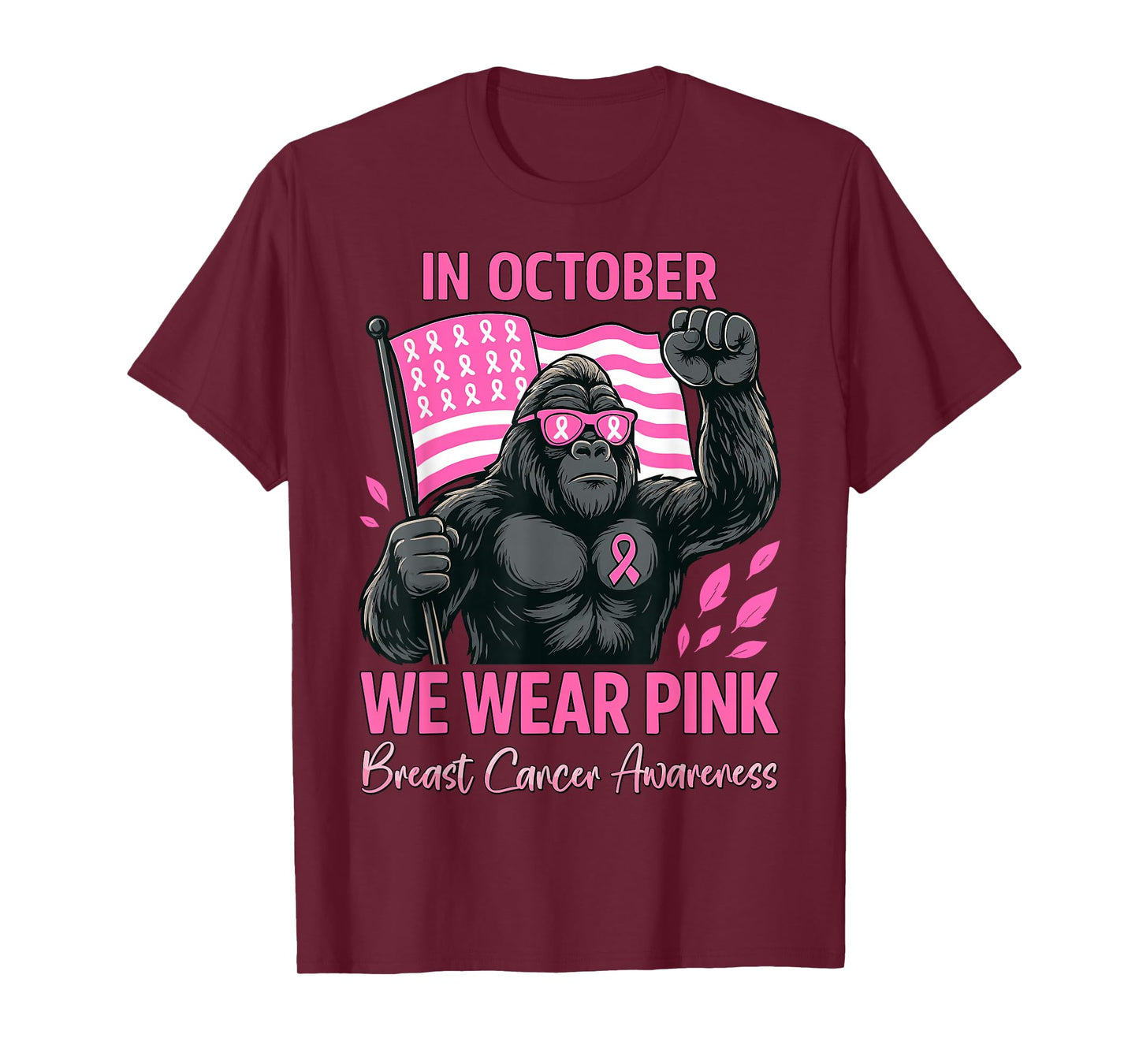 in October We Wear Bigfoot Witch Breast Cancer Awareness Men T-Shirt