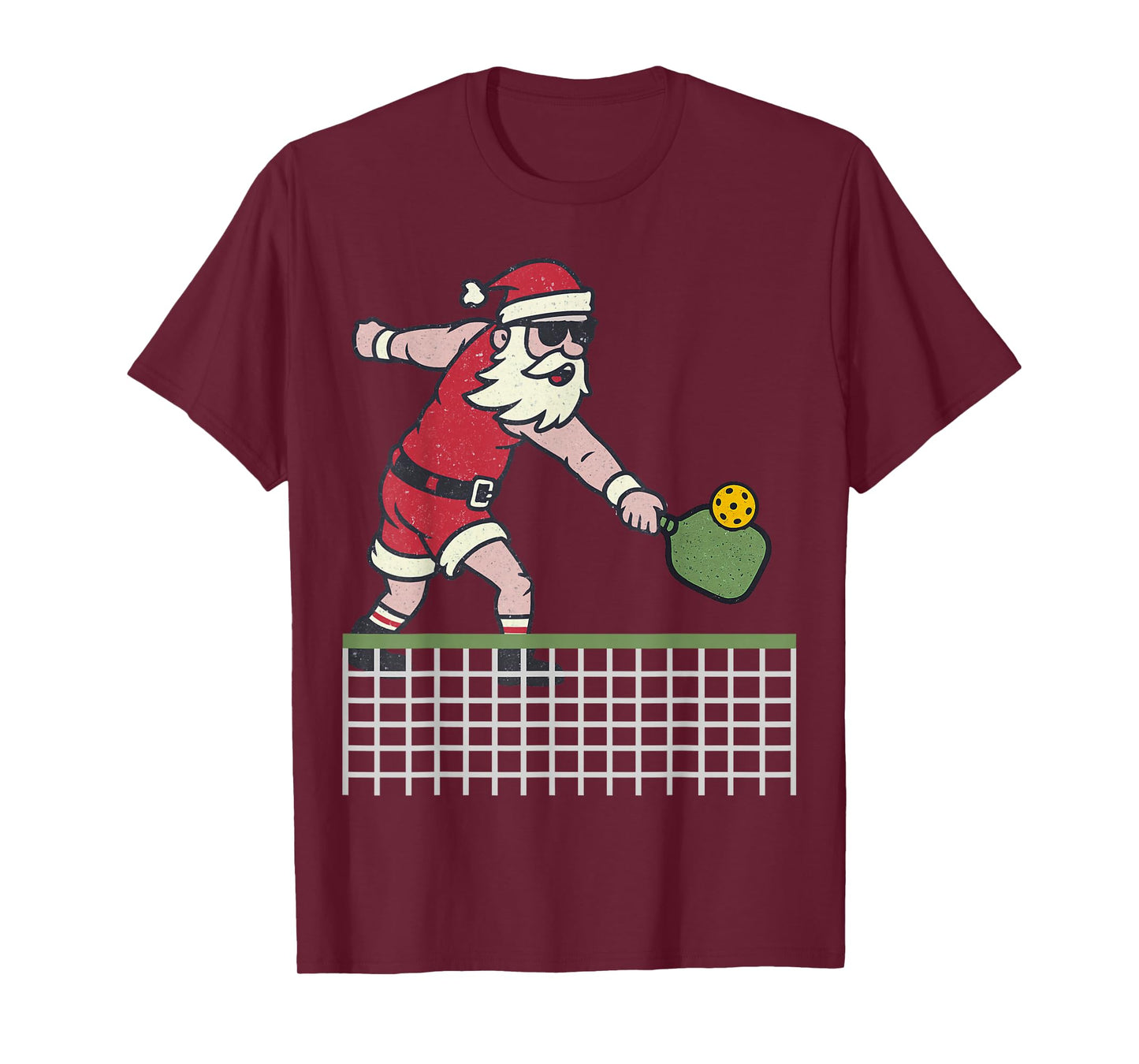 Santa Playing Pickleball Christmas Vintage Funny Xmas T-Shirt