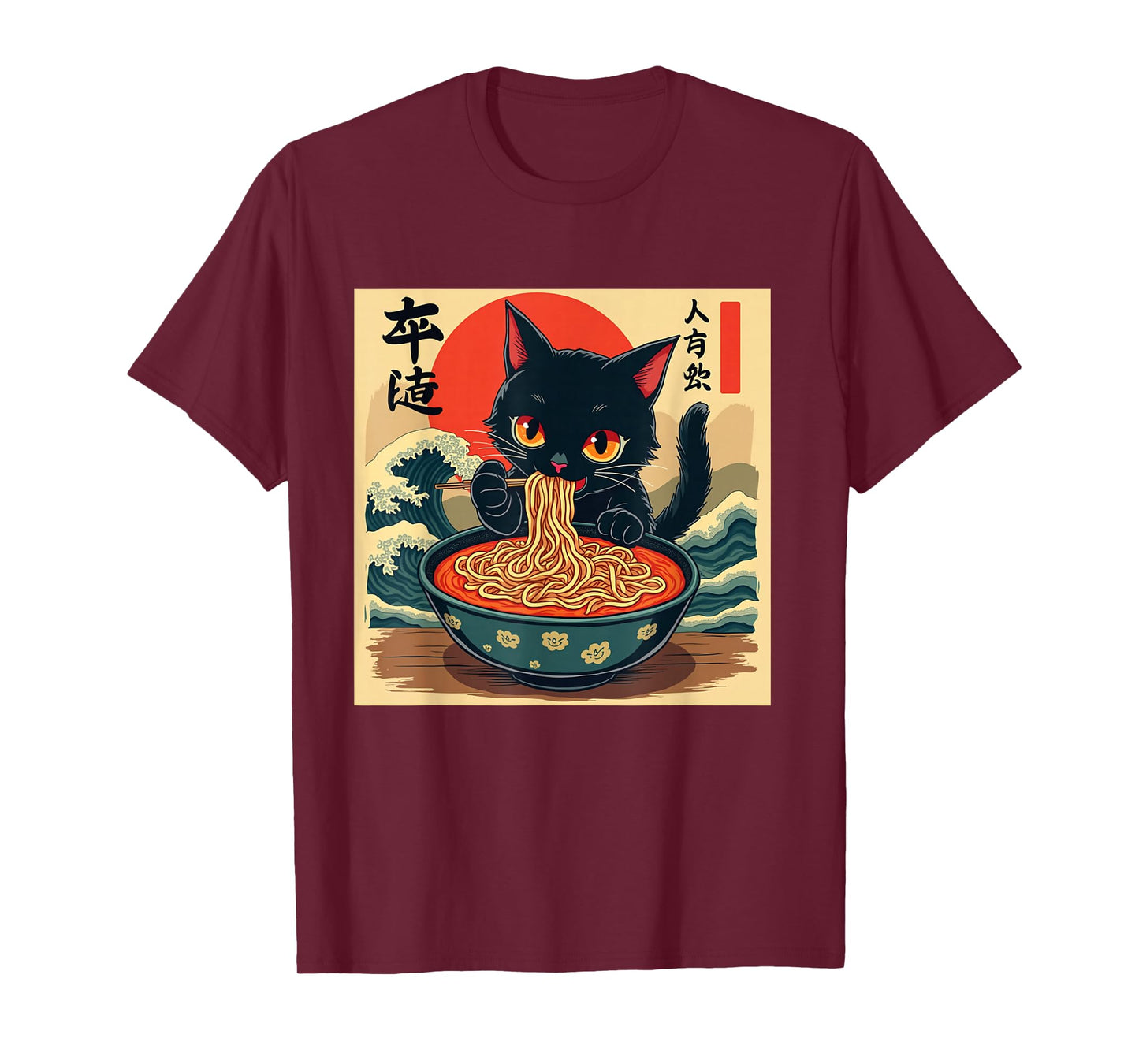 Funny Cat Ramen Retro Japanese Anime Kawaii Noodle T-Shirt