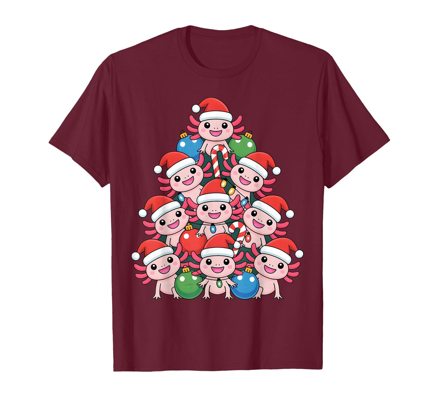 Axolotl Christmas Tree Lover Cute Santa Graphic Boys Kids T-Shirt