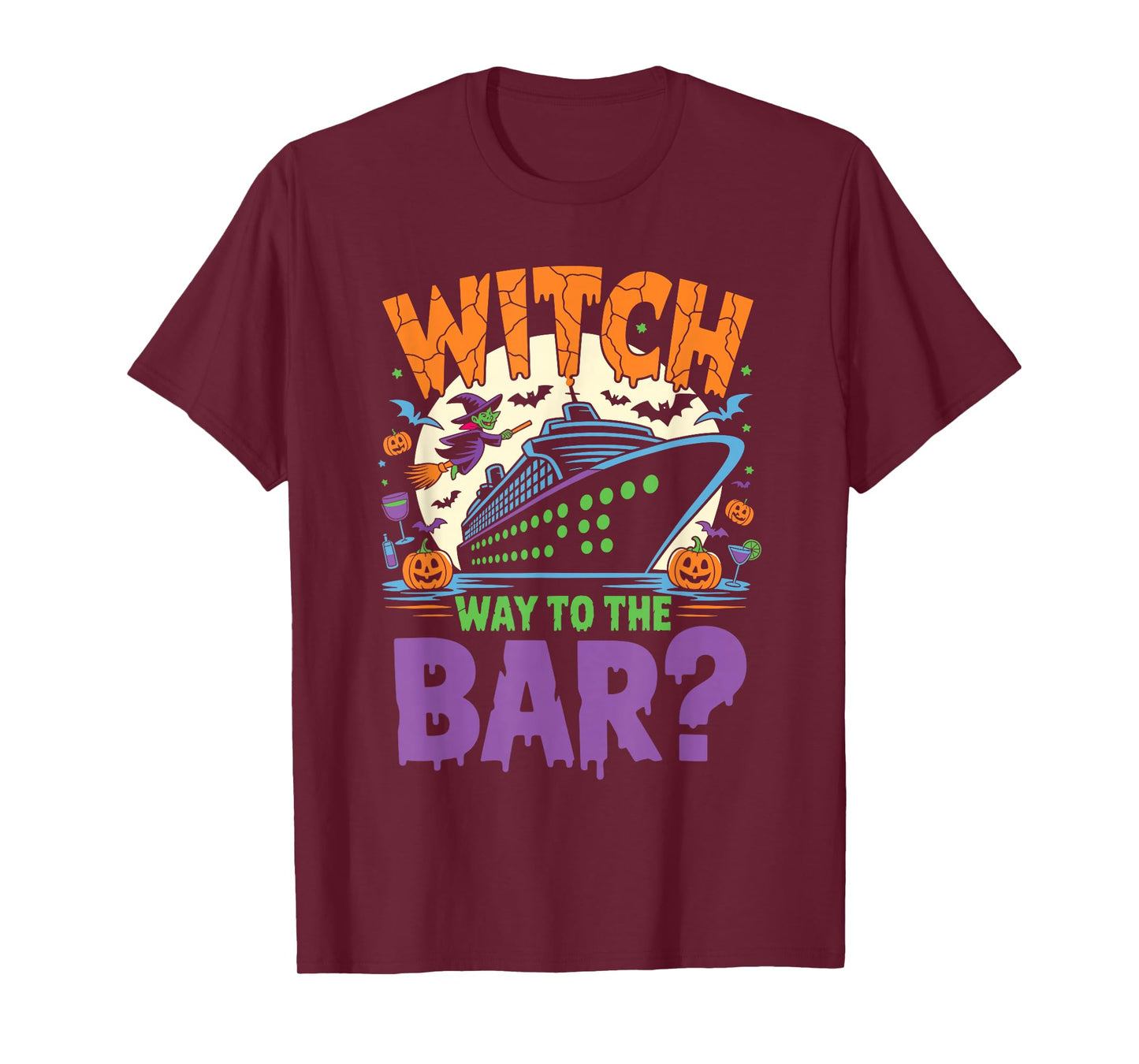Witch Way to The Bar Funny Halloween Cruise T-Shirt