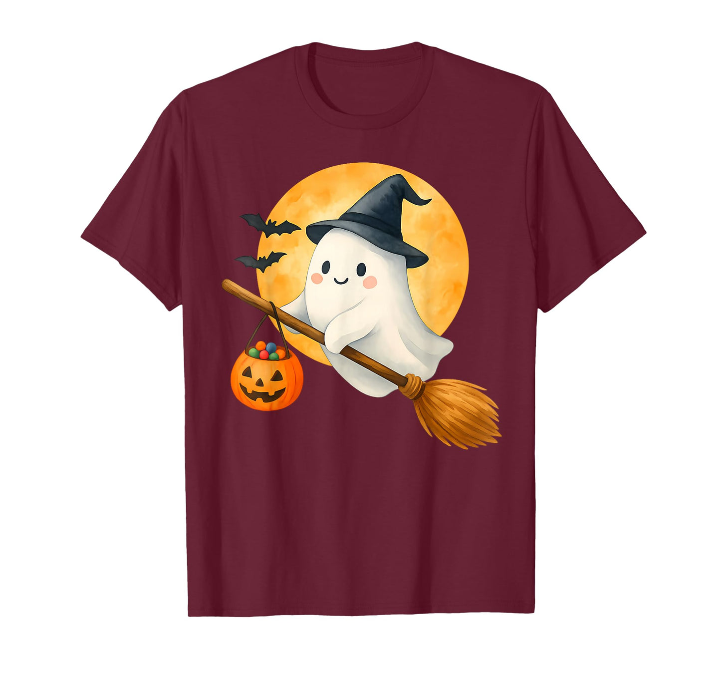 Boo Ghost Witch Hat Pumpkin Halloween Costume Men Women Kids T-Shirt