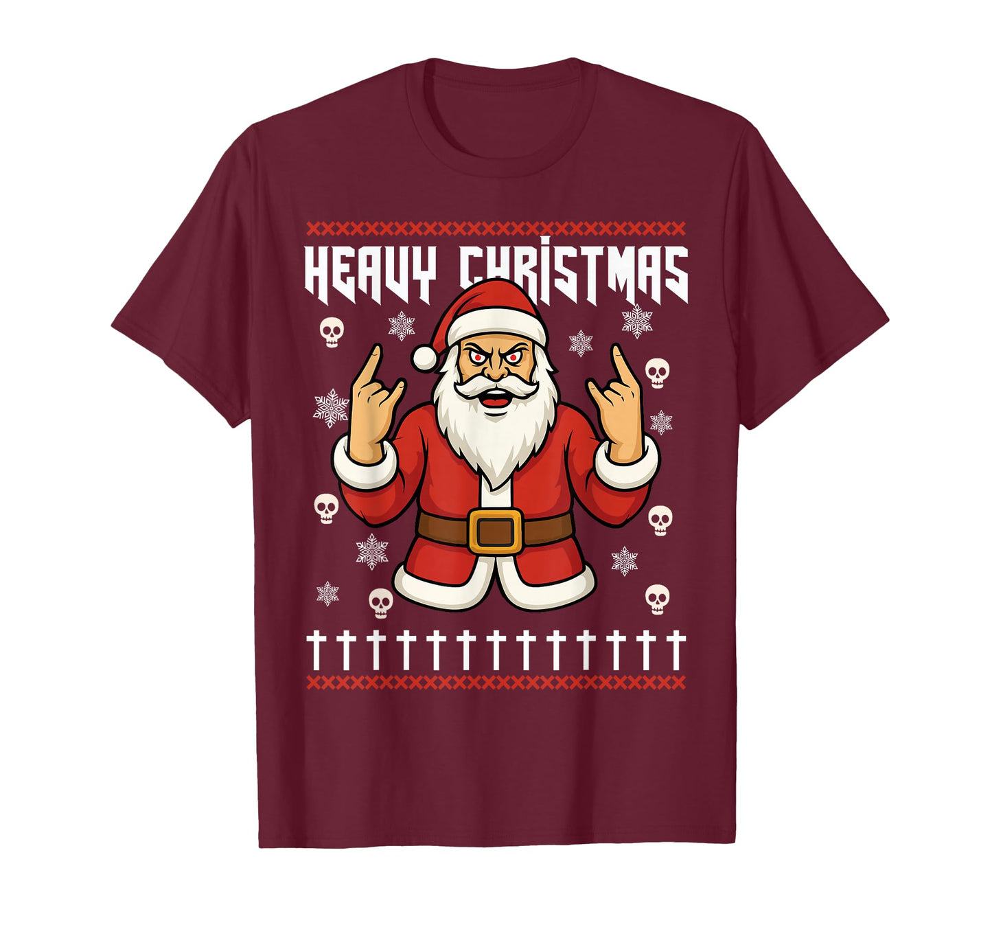 Hail Santa Pagan Happy Solstice Metal Christmas Rock Roll T-Shirt