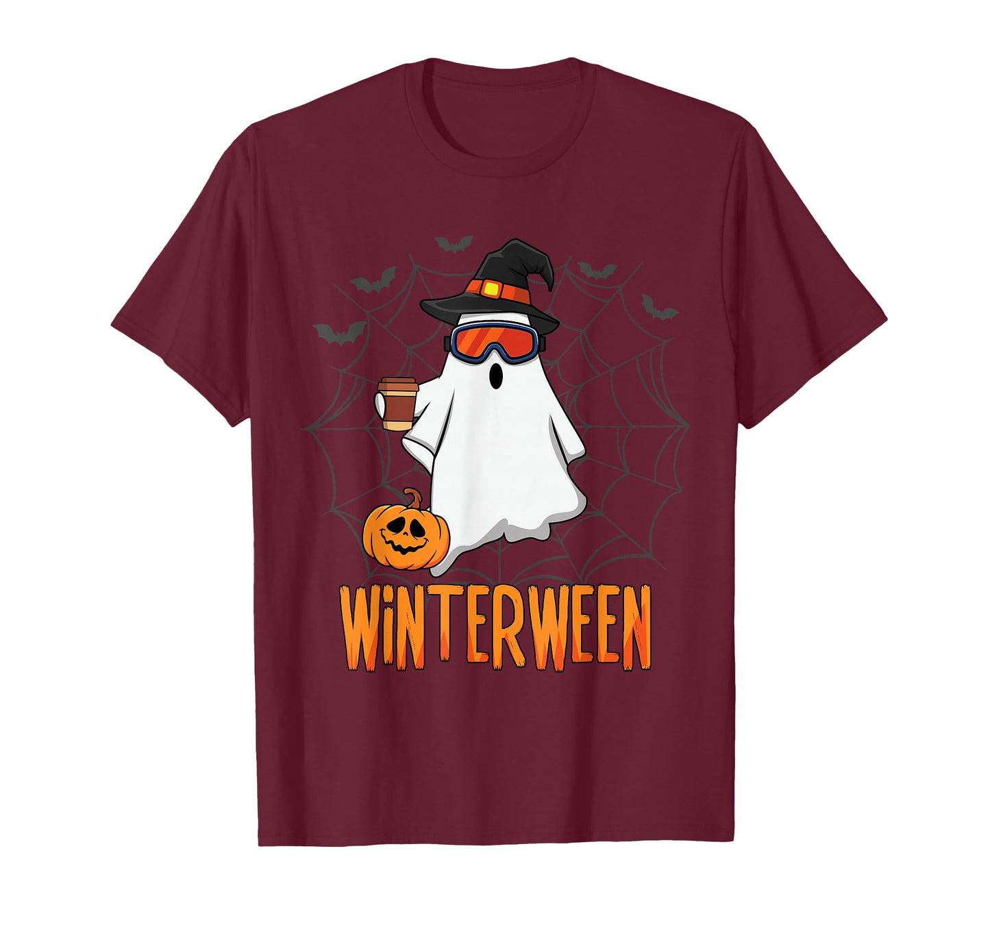Winterween Ghost Pumpkin Winter Halloween Christmas T-Shirt