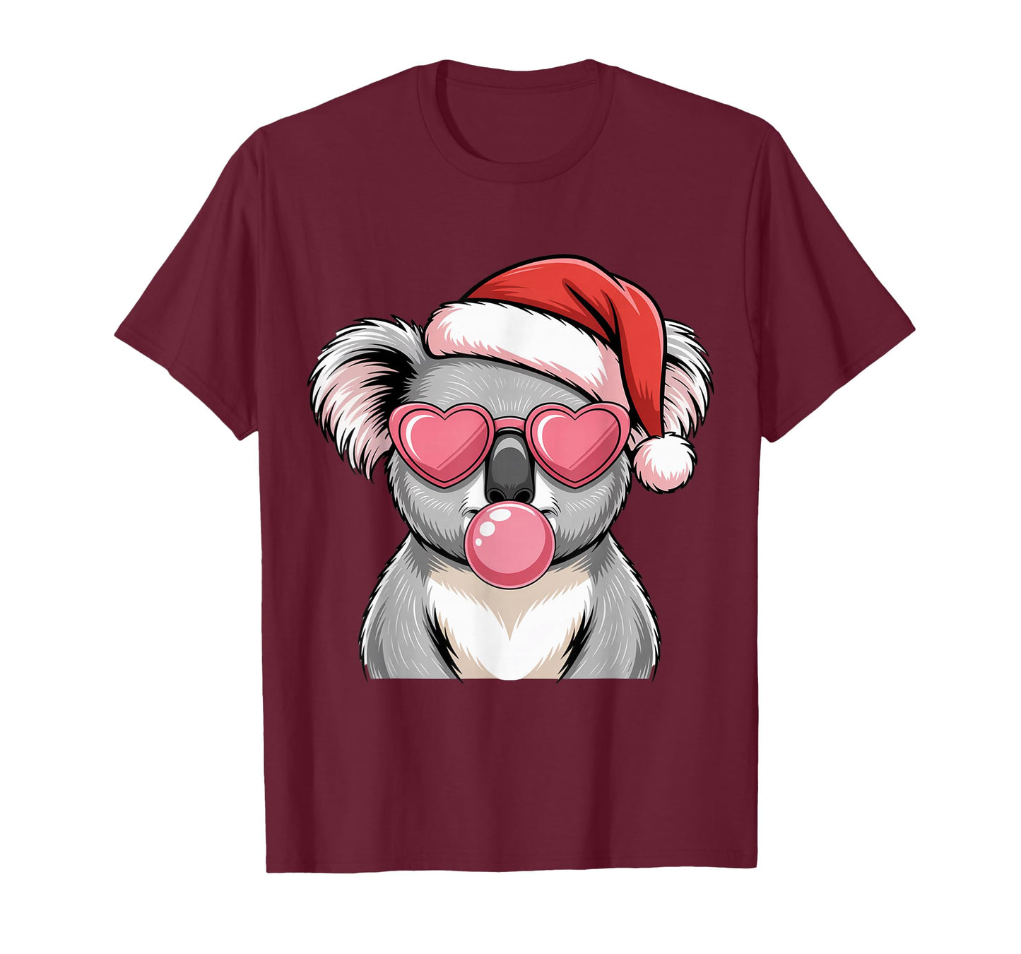 Cute Christmas Koala with Santa Hat Sunglasses Bubble T-Shirt