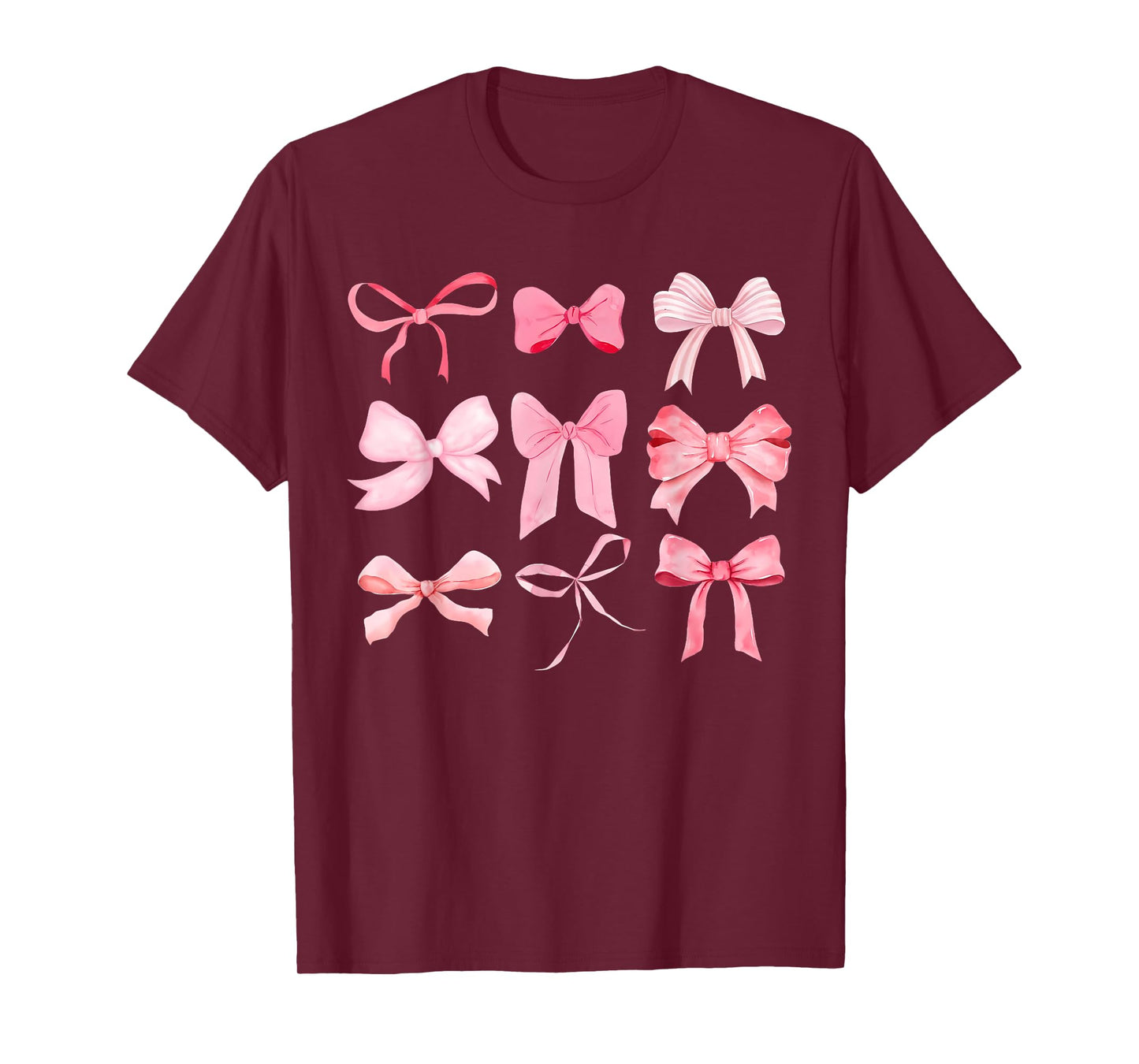 Pink Bow and Ribbon Cute Graphic For Girl Women T-Shirt