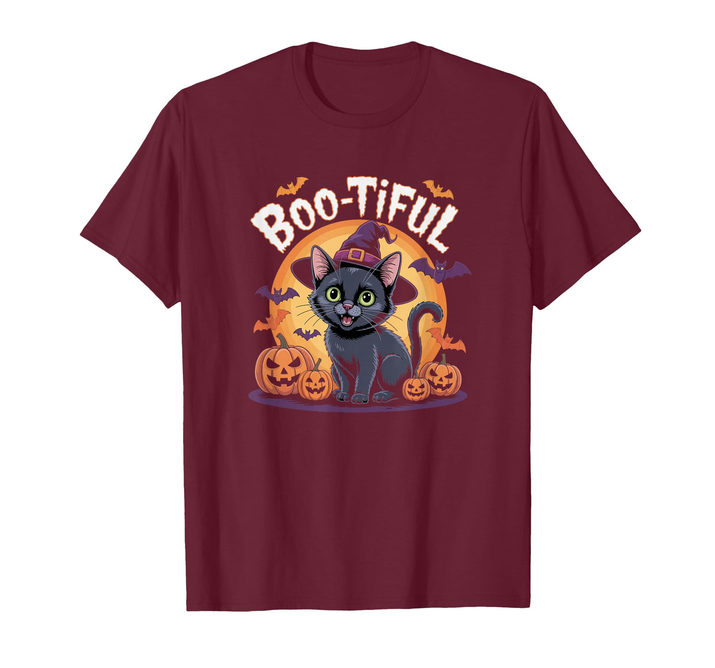 Boo-Tiful Cute Halloween Cat Witch Pun T-Shirt