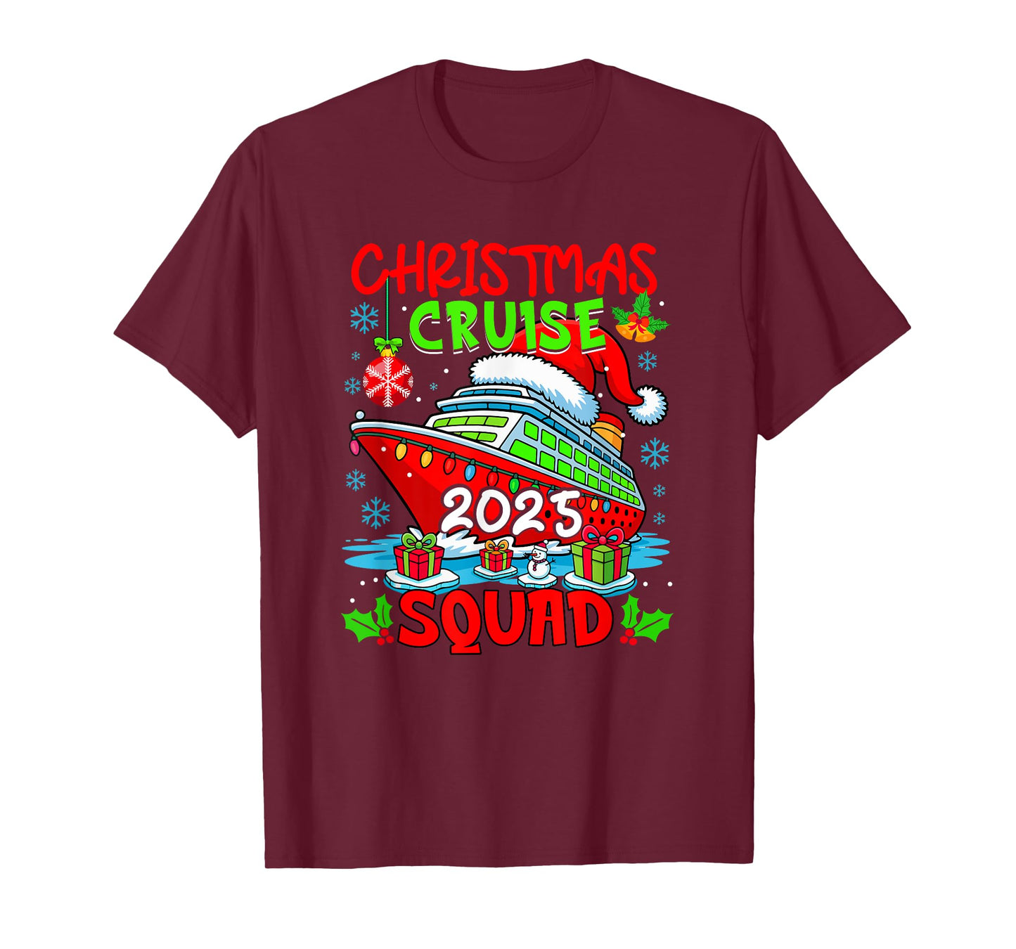 Cruise Squad 2025 Christmas Santa Cruise Ship Colorful Light T-Shirt