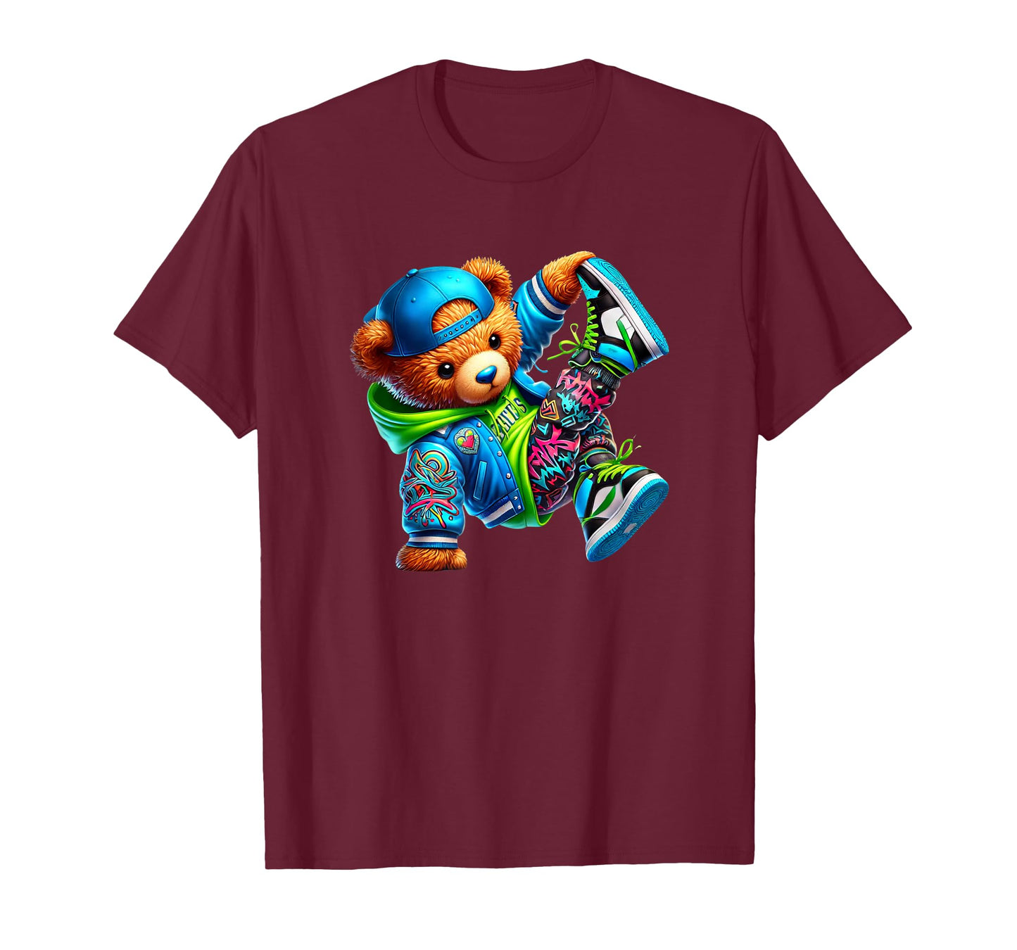 Street Style Breakdance Bear Urban Graphic T-Shirt