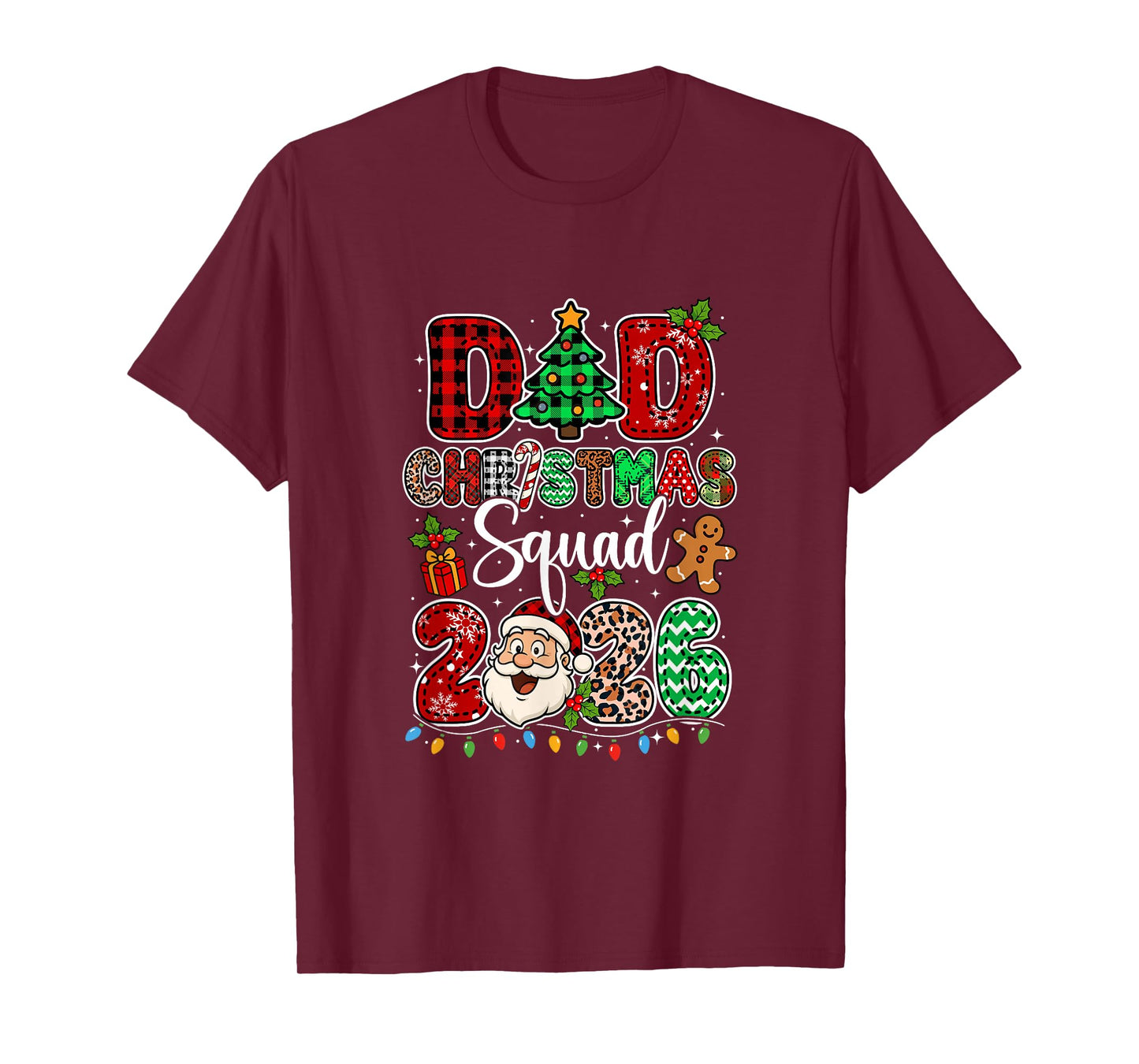Dad Christmas Crew 2026 Leopard Funny Santa Family Group T-Shirt