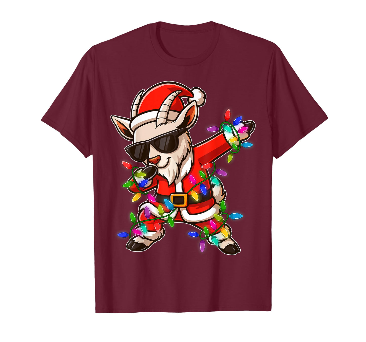 Christmas Goat Dabbing Lights Santa Xmas for Men Women T-Shirt