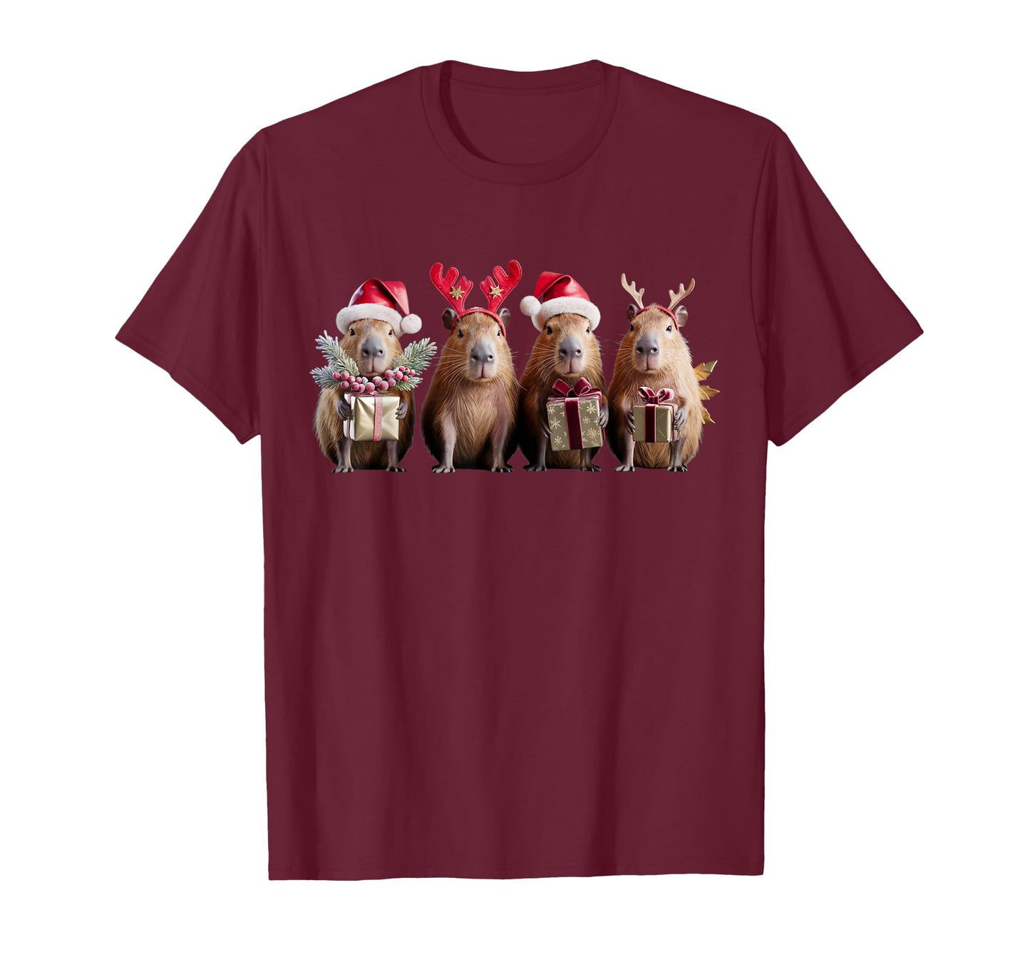 Capybara Christmas Lights Reindeer Capybara Xmas Santa Kids T-Shirt