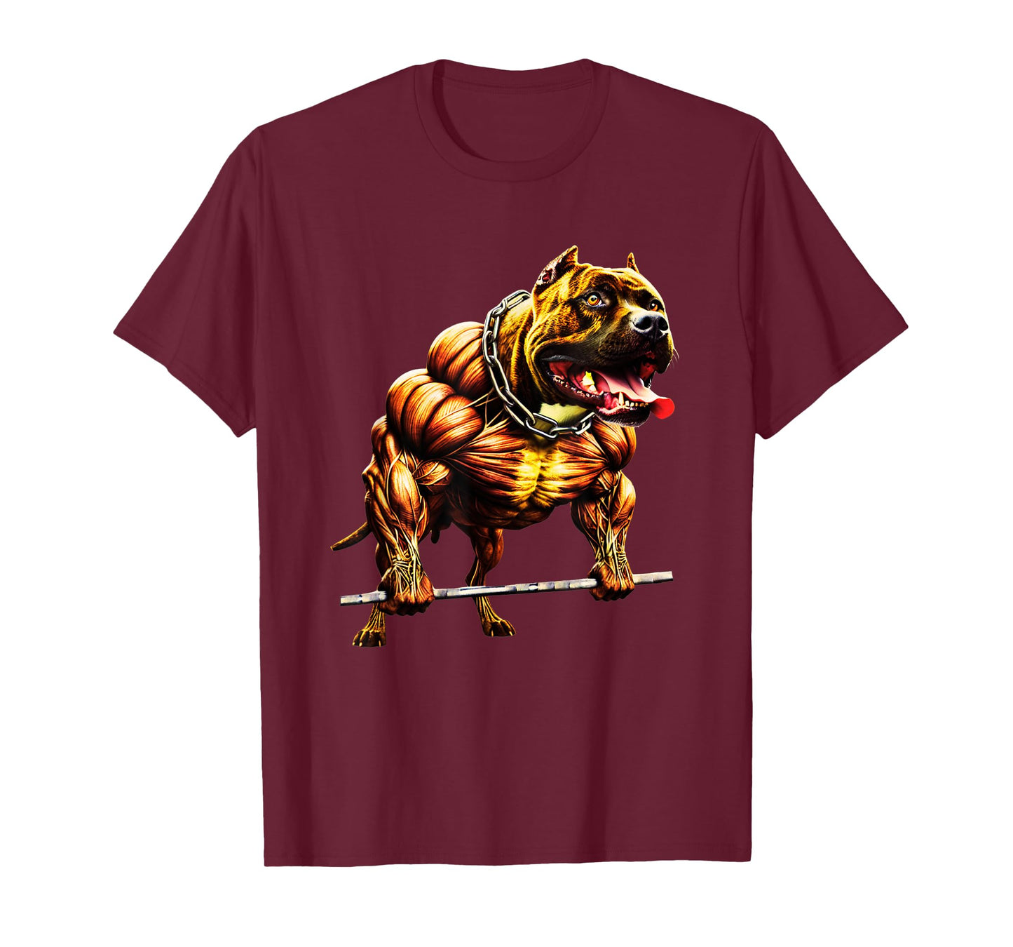 Muscular Pitbull Powerlifting Beast Gym Animal Strength T-Shirt