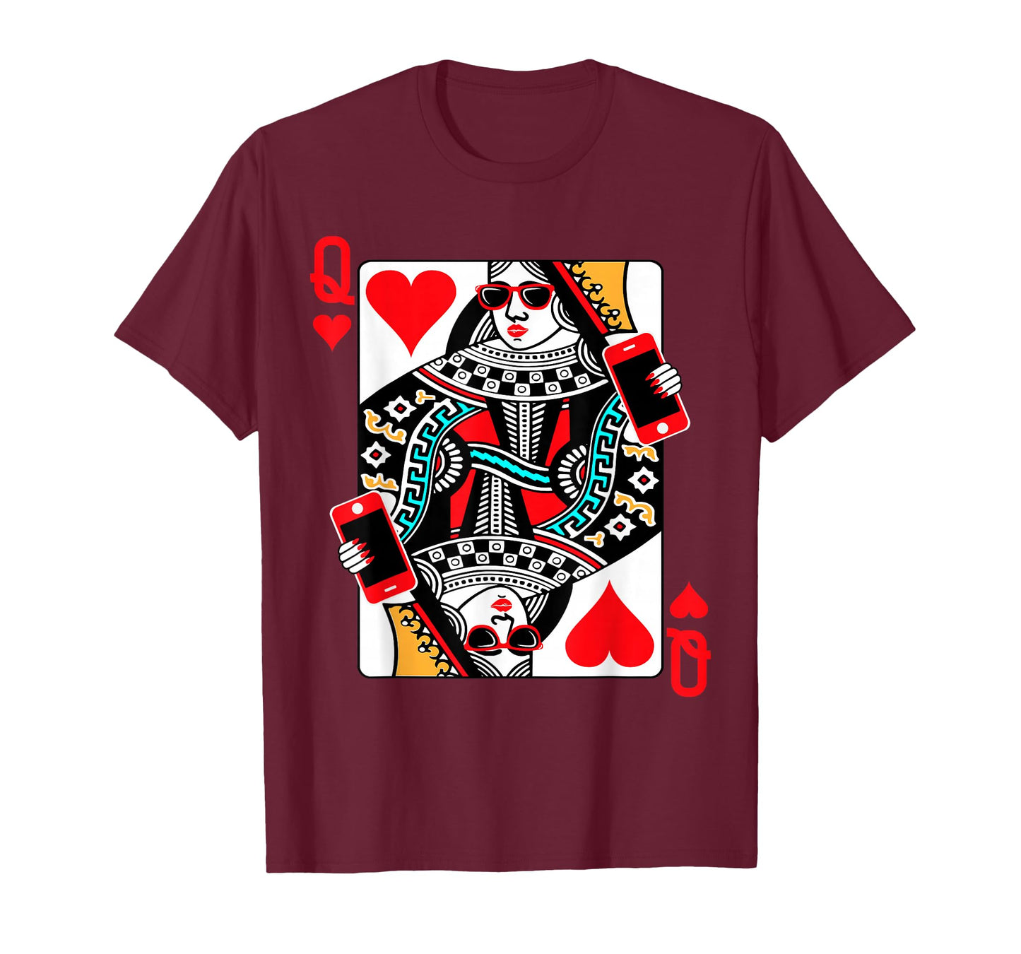 Qween Q of Hearts Funny Womens Girls Blackjack Poker Casino T-Shirt
