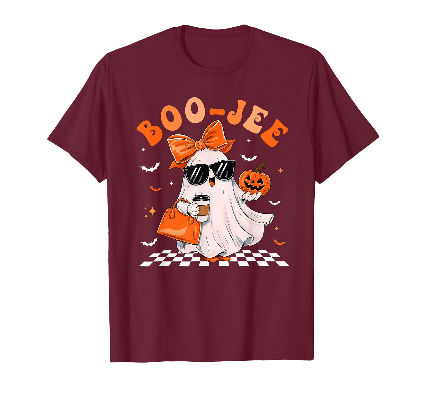 Coquette Leopard Ghost Coffee Boo-JEE Halloween Boujee Ghost T-Shirt