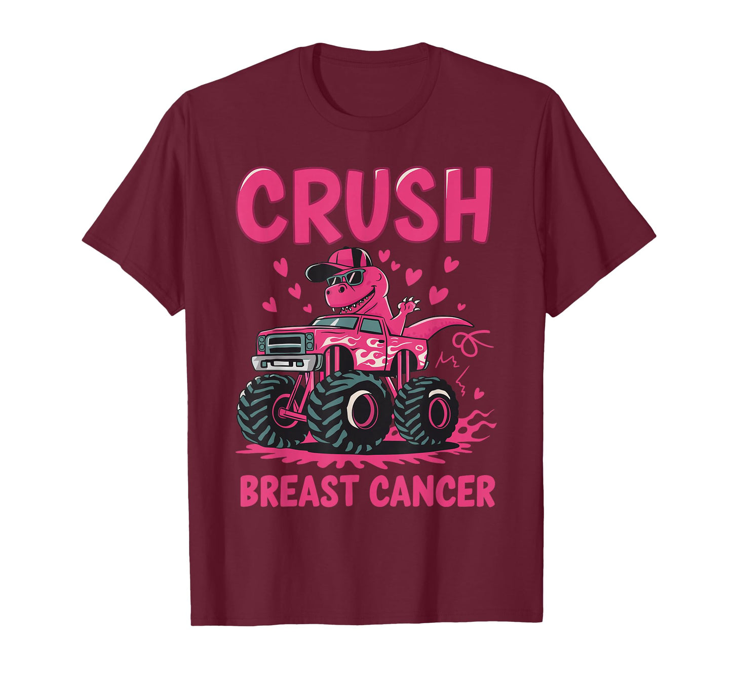 Crush Breast Cancer Awareness Monster Truck Pink Toddler Boy T-Shirt