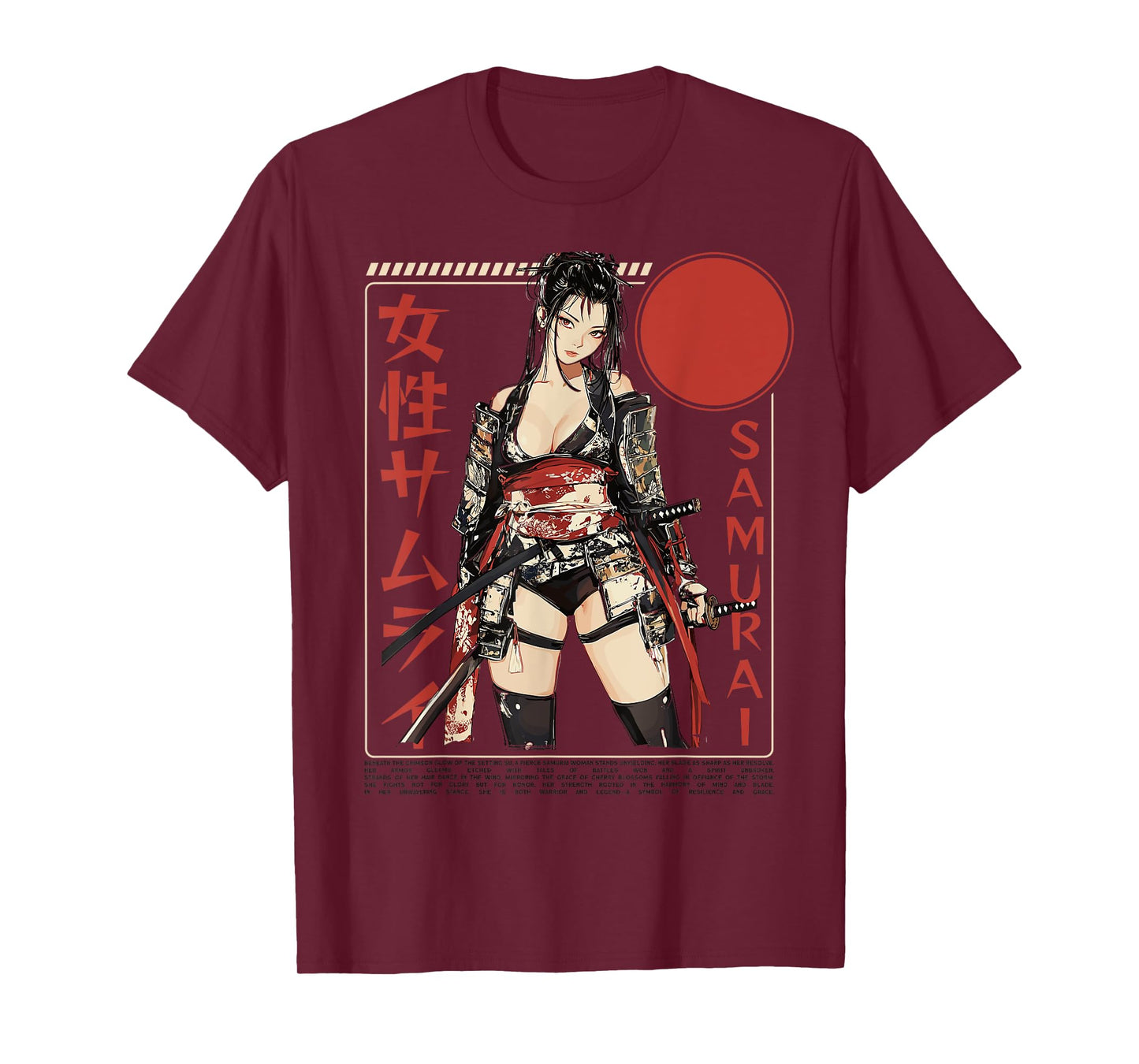 Samurai Warrior Waifu Girl Japanese Ukiyo-e Manga Samurai T-Shirt