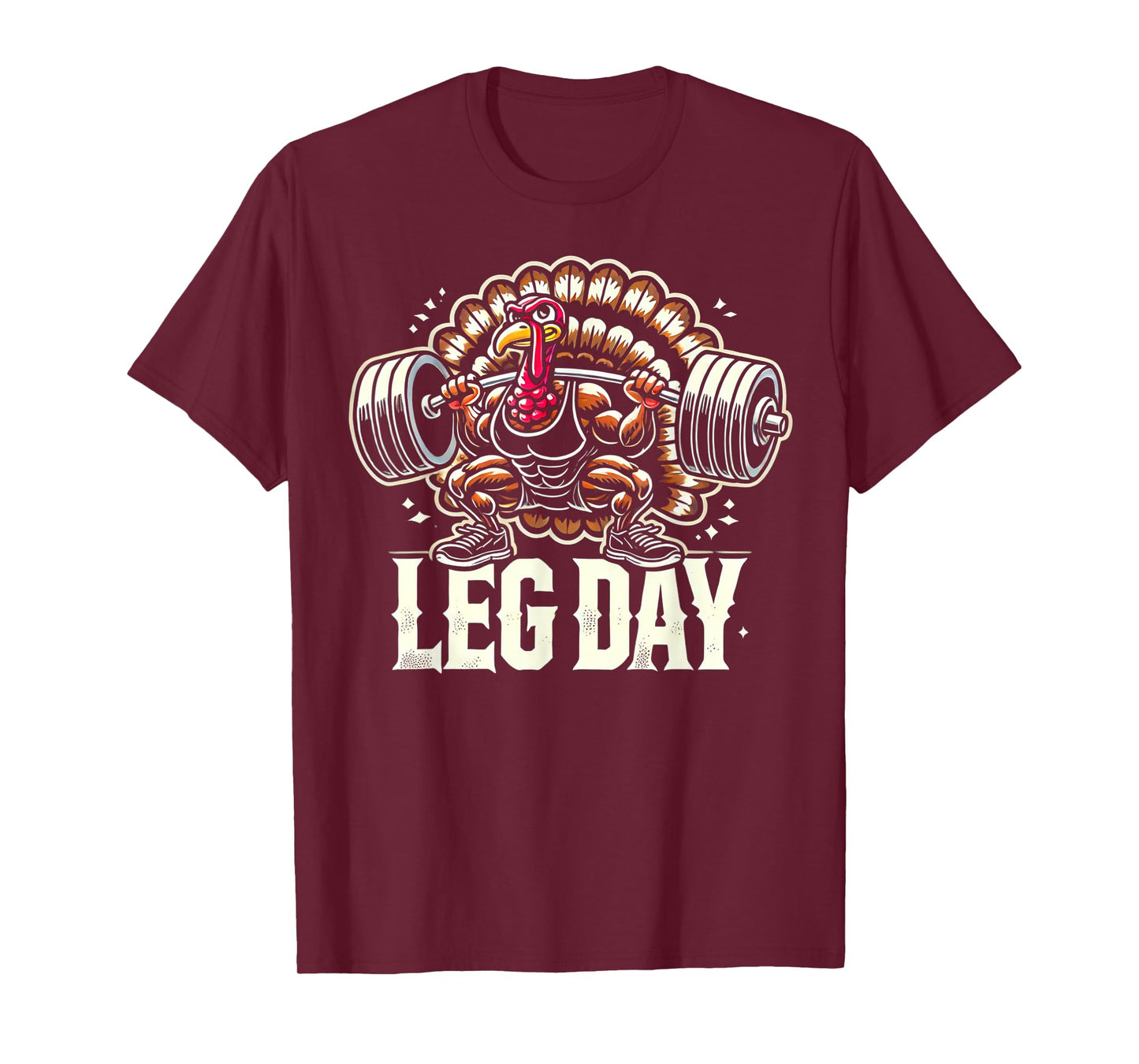 Leg Day Weightlifting Gym BY TEERA Thanksgiving Turkey Leg Day Unisex-Adults Black Short Sleeve T-Shirt Small