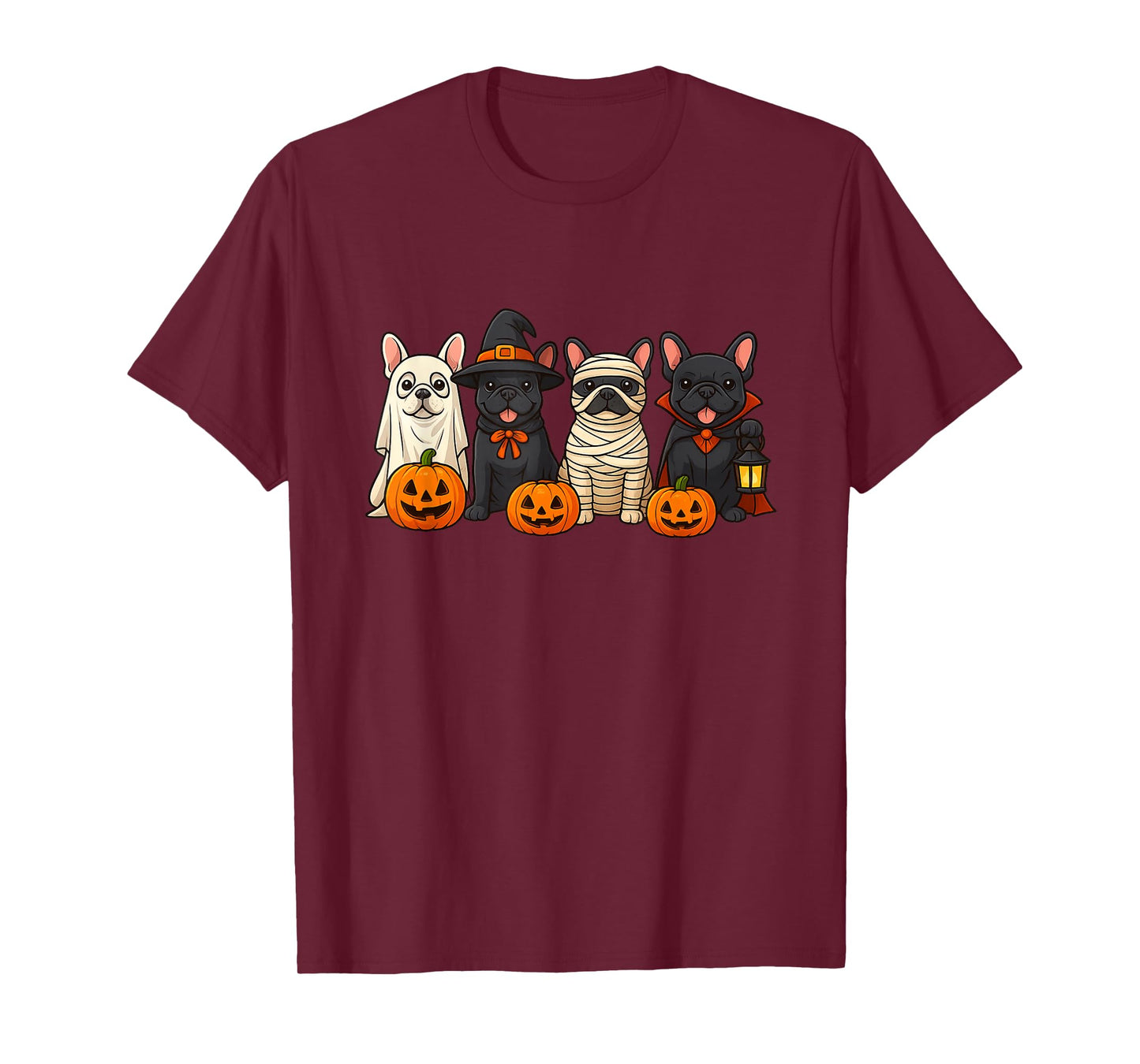 French Bulldog Ghost Witch Pumpkins Halloween Dog Costume T-Shirt