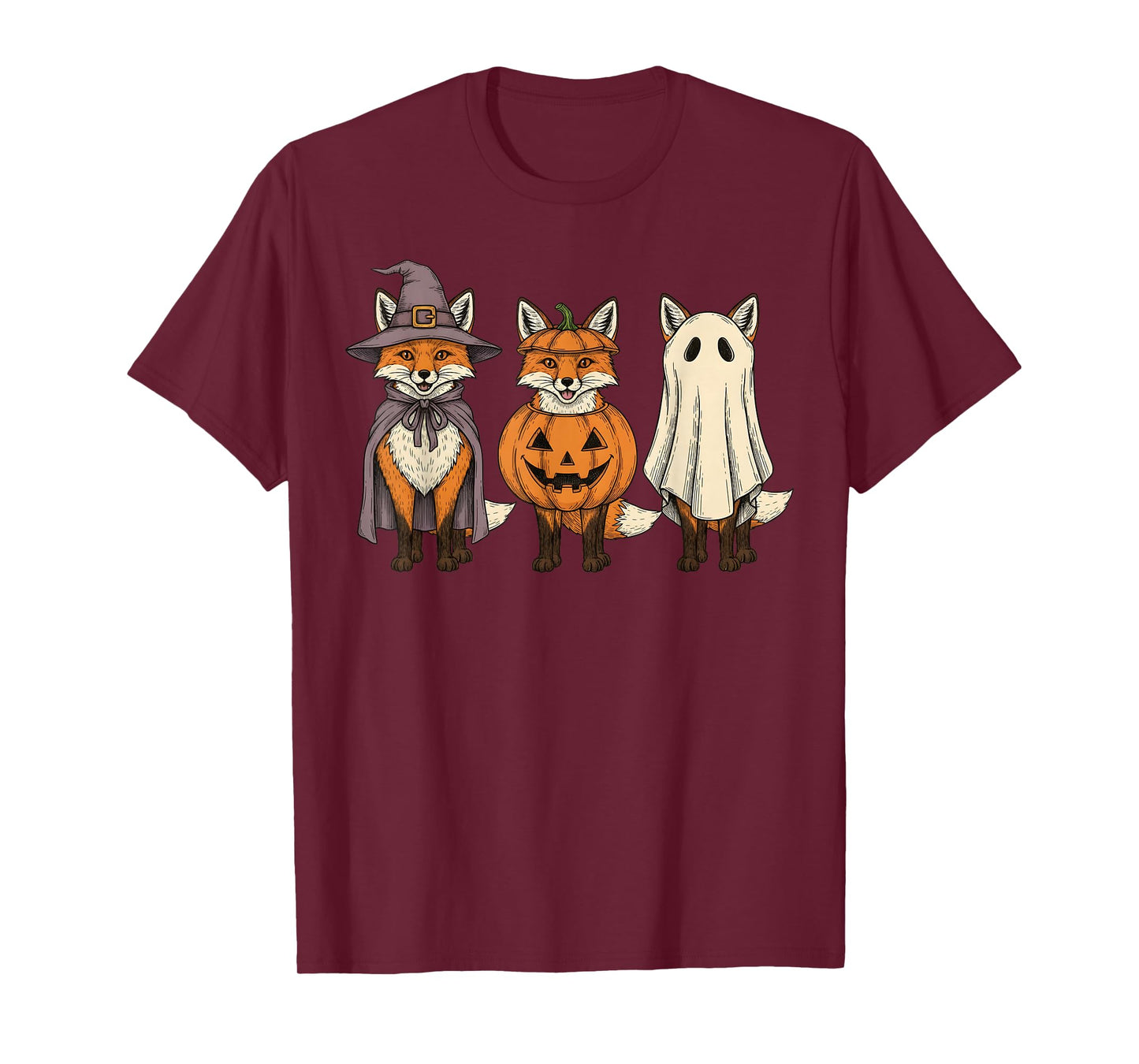 Spooky Ghost Fox Lover Pumpkin Halloween T-Shirt