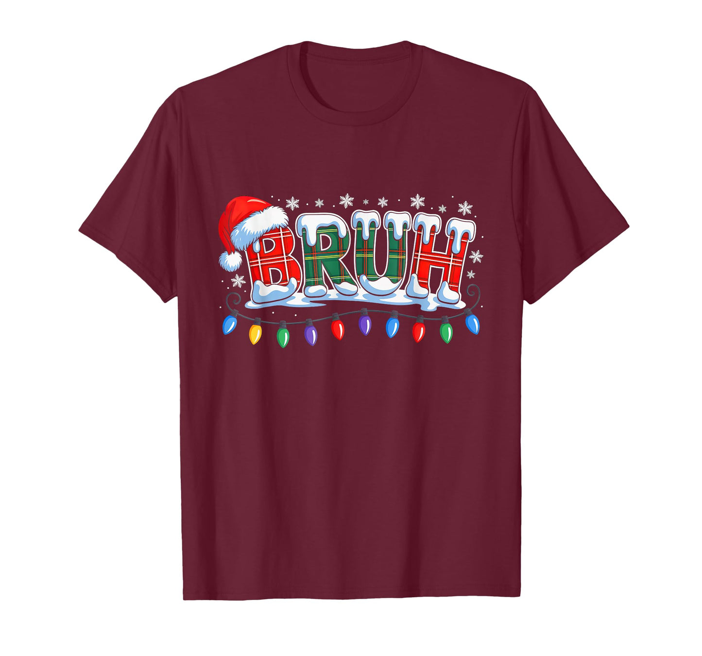 Bruh Funny Christmas Buffalo Plaid Xmas Boys Kids Pajamas T-Shirt
