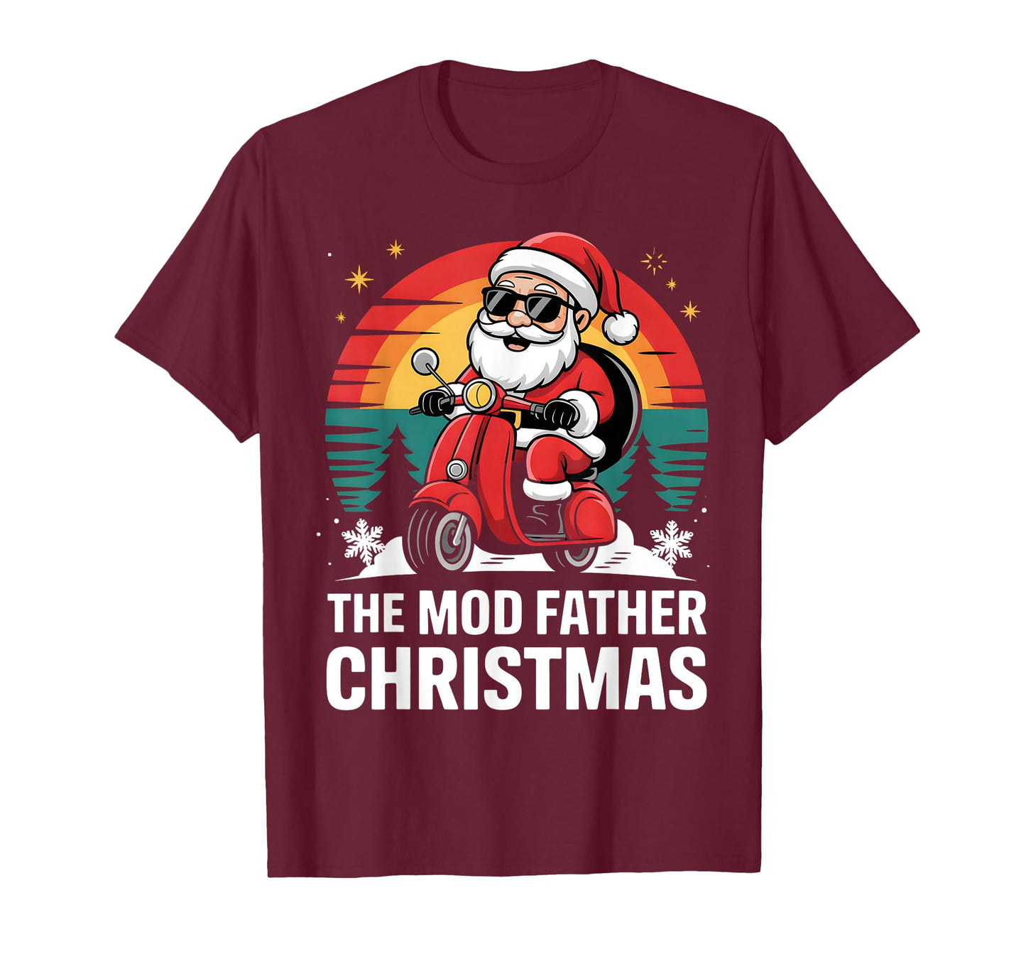 Funny Santa On A Scooter for Mods The Mod Father Christmas T-Shirt