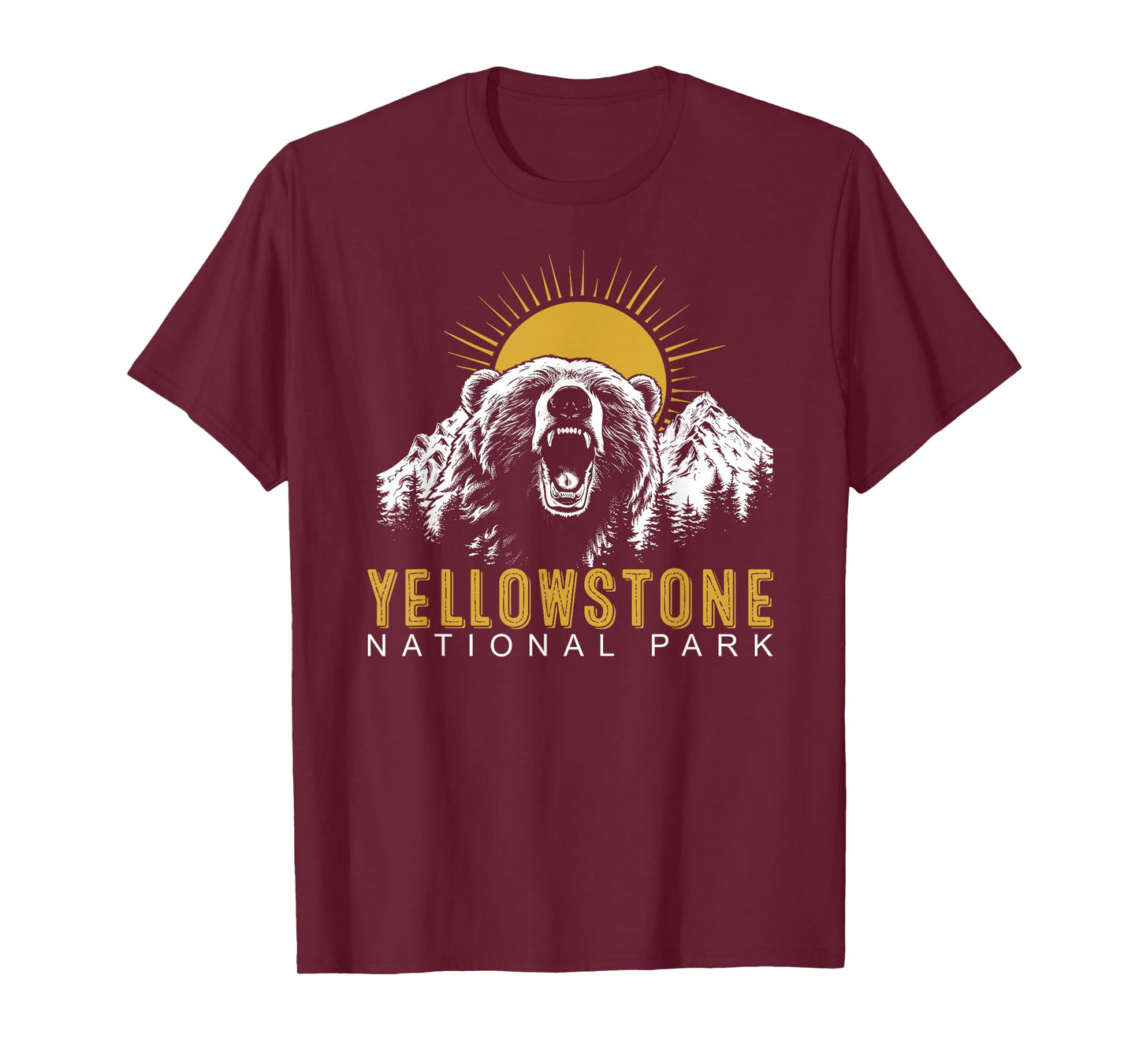 Yellowstone National Park Vintage Wild Bear Sunset T-Shirt