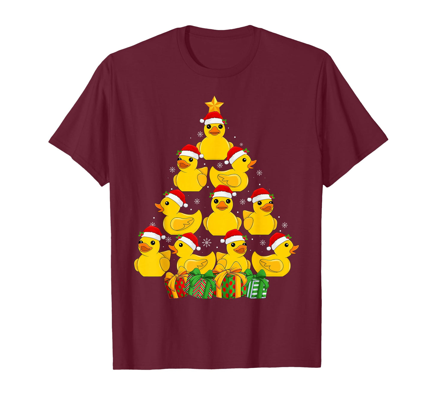 Xmas Decoration Santa Hat Funny Rubber Duck Christmas Tree T-Shirt