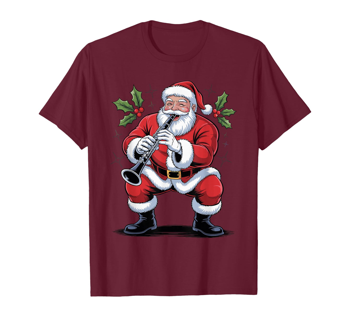 Santa Playing Clarinet Funny Holiday Christmas Xmas Pajama T-Shirt