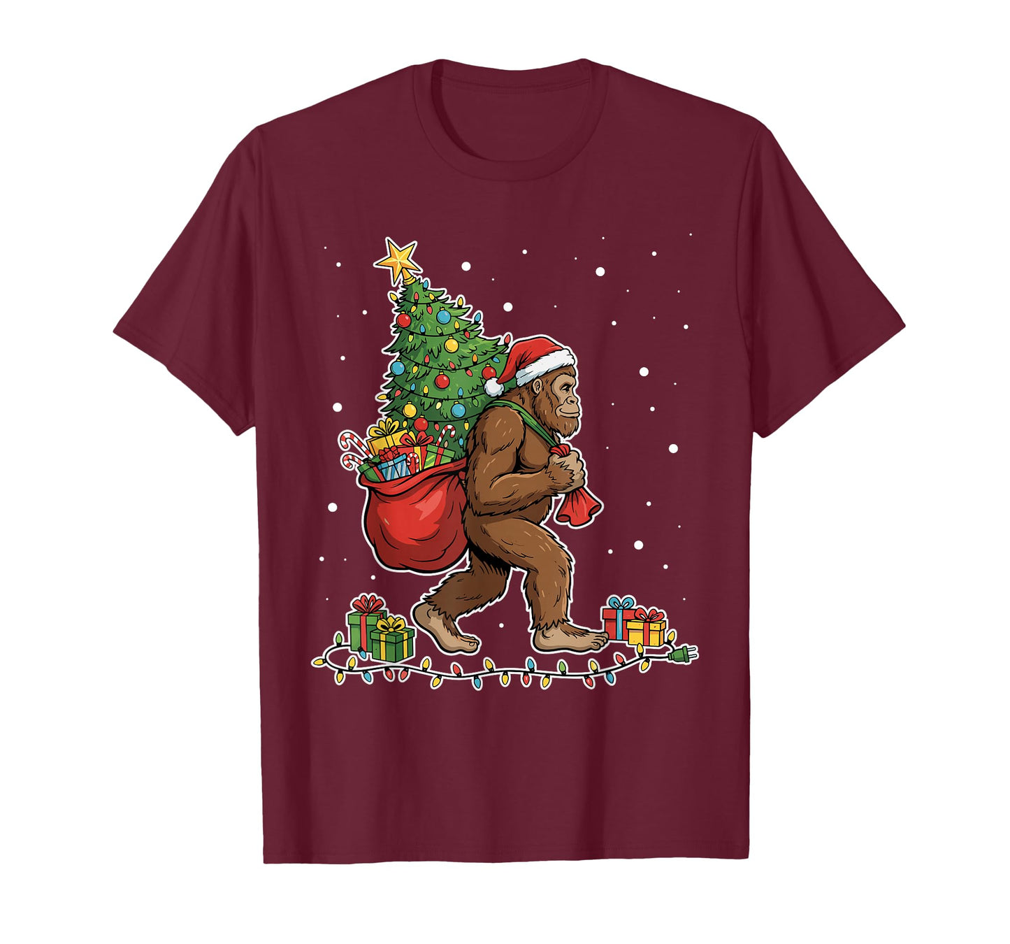 Bigfoot Sasquatch Christmas Tree Family Winter Holiday T-Shirt