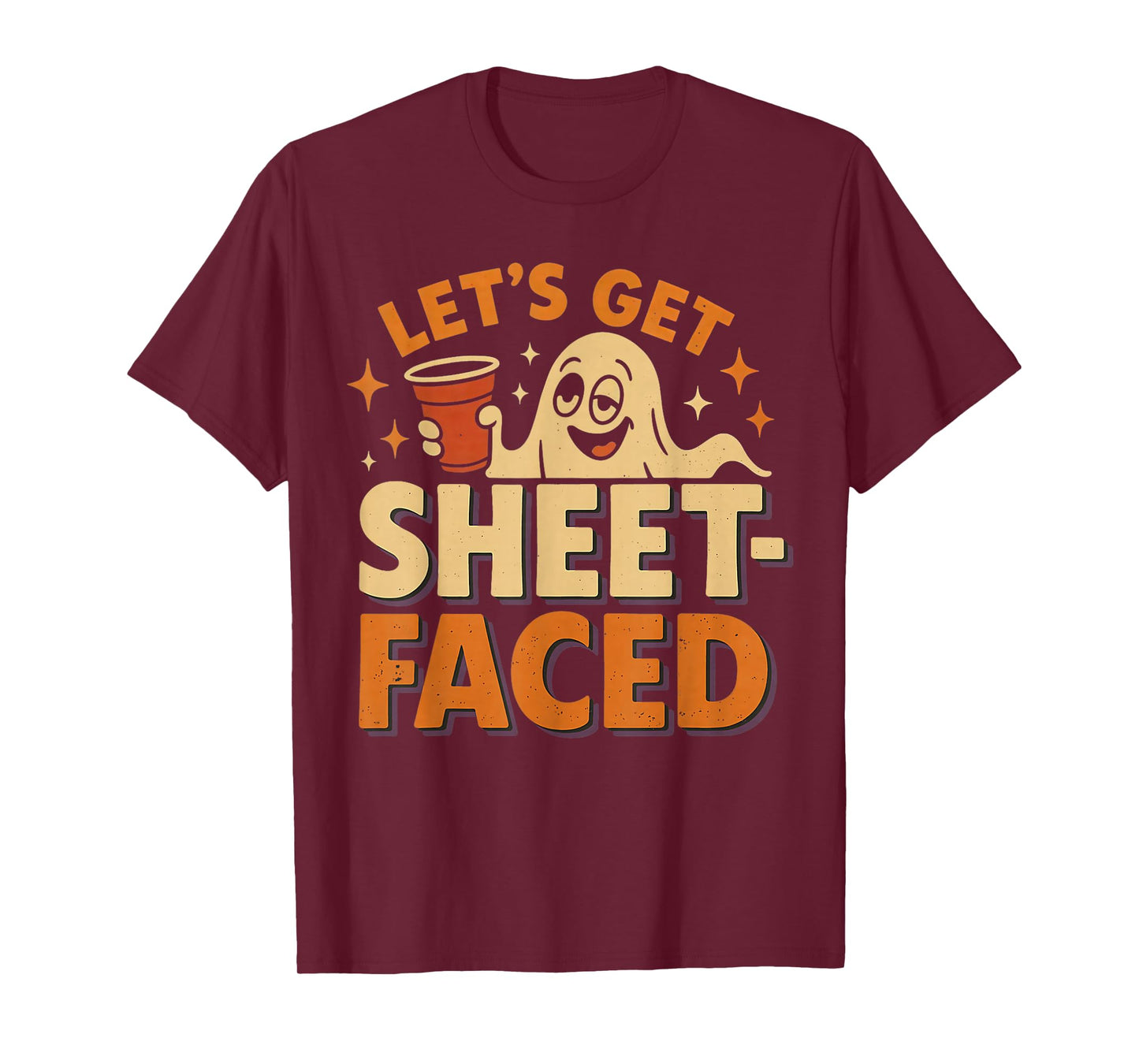 Let's Get Sheet Faced Halloween Ghost Drinking Spooky Season T-Shirt