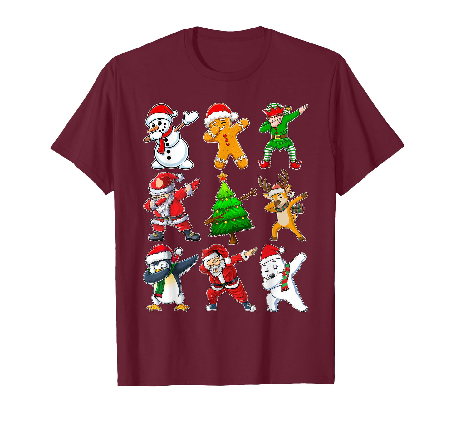 Dabbing Xmas Tree Lights Santa Hat Reindeer Christmas Party T-Shirt
