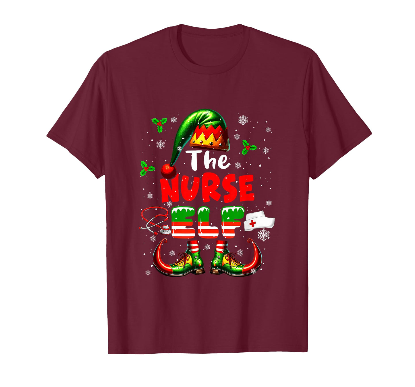 The Nurse Elf Christmas Funny Job Team Matching Parties T-Shirt