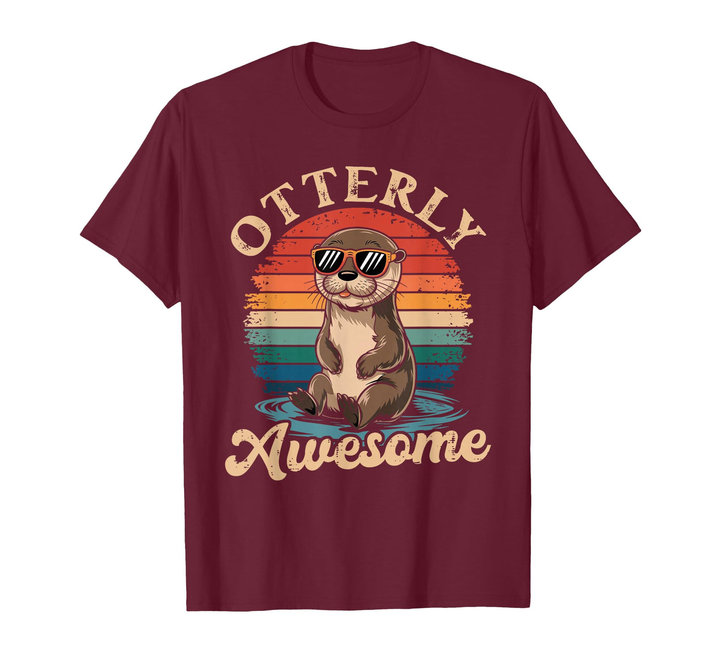 Otterly Awesome Funny Otter Sea Animal Retro T-Shirt