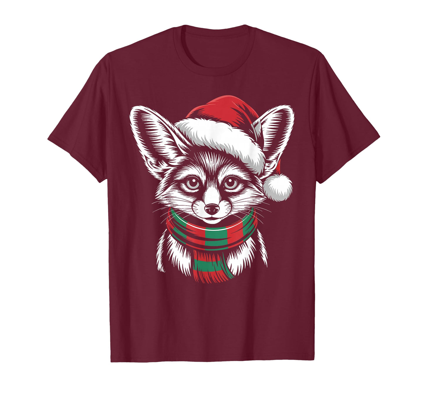 Fennec Fox Xmas Santa Hat Scarf Christmas Costume T-Shirt