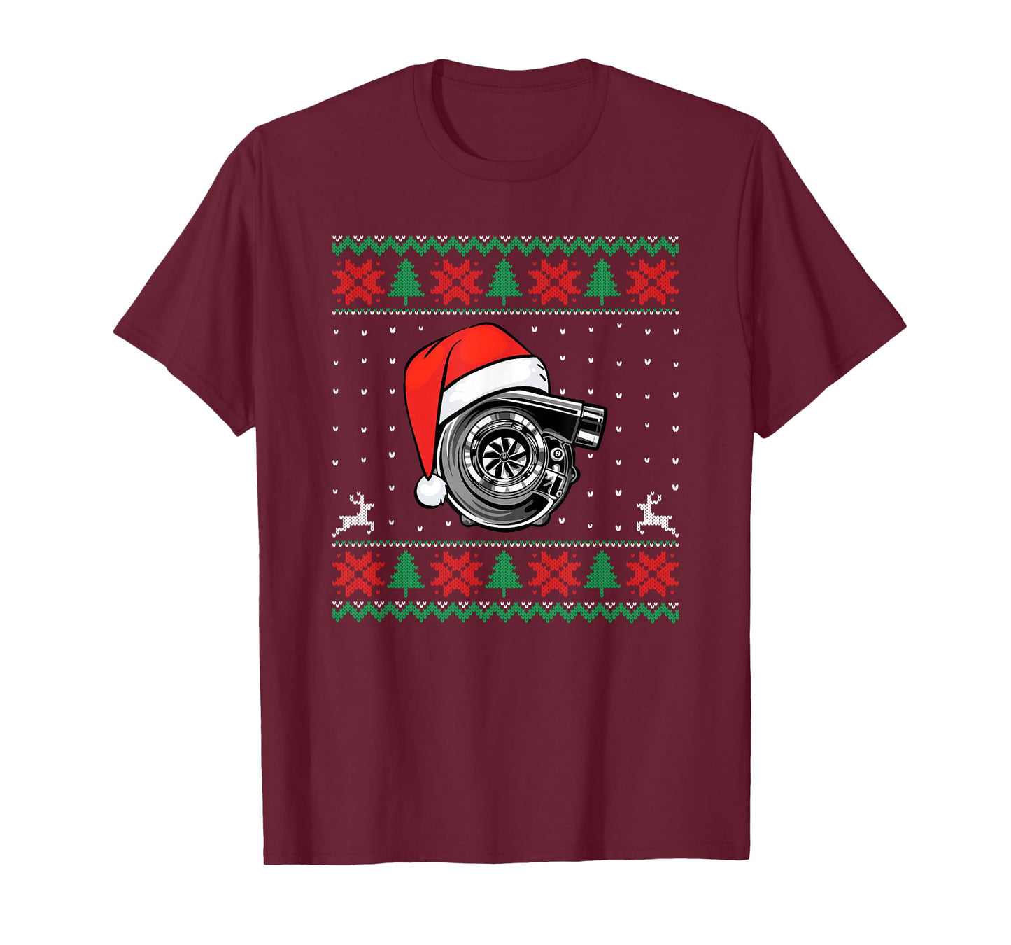 Santa Hat Turbocharger Car Enthusiast Ugly Xmas T-Shirt
