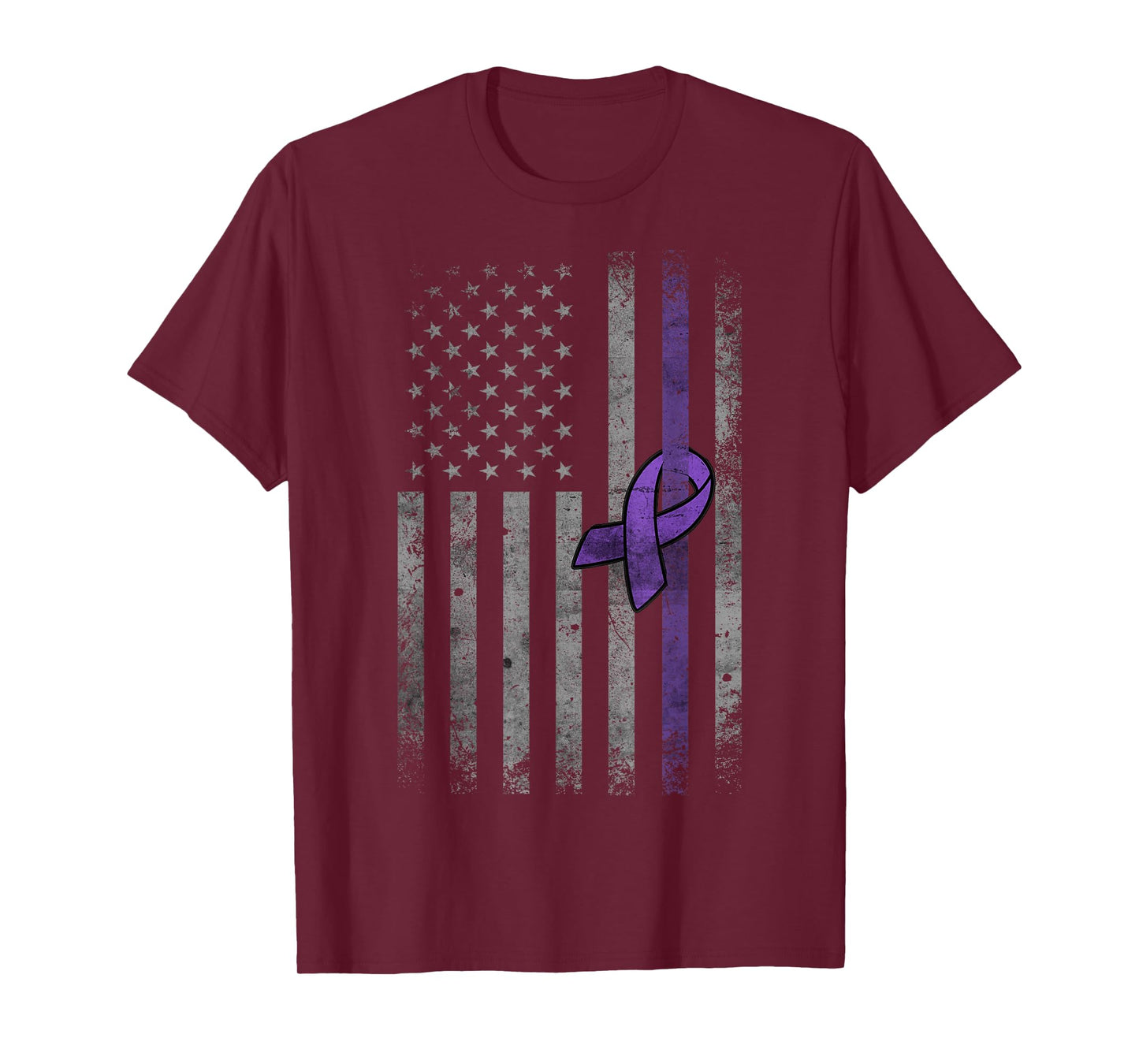 Vintage American Flag Pancreatic Cancer Awareness T-Shirt