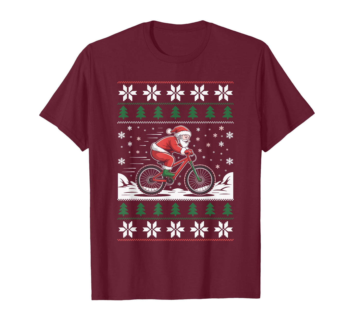Santa Claus Mountain Bike Ugly Christmas Sweater MTB T-Shirt