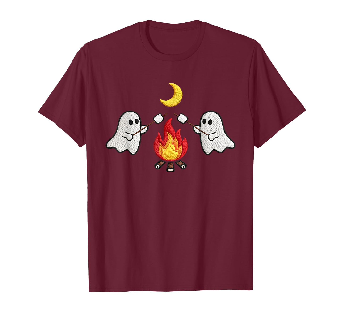 Halloween Ghost Camping Lovers Embroidered Trick or Treat T-Shirt