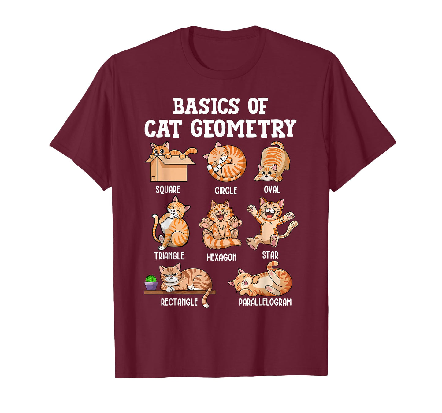 Cat Geometry Math Funny Cat Men Women Kids Teen Girls Boys T-Shirt