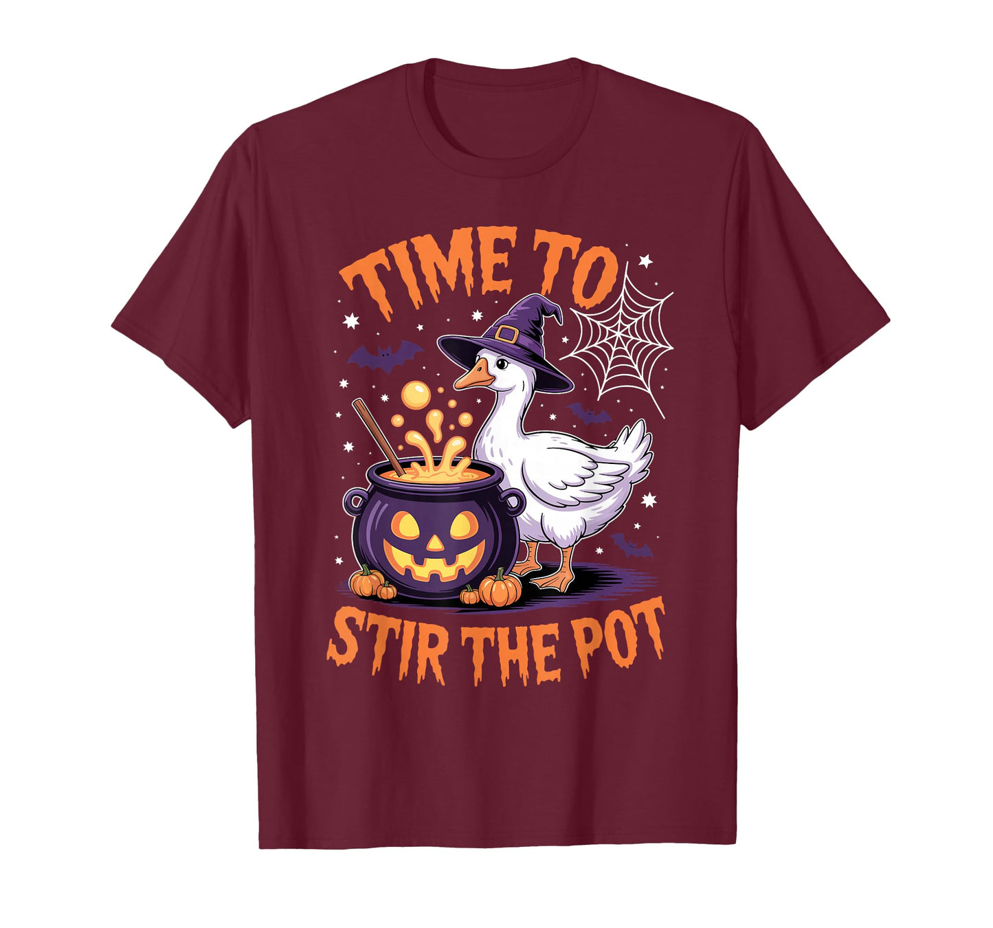 Time to Stir The Pot Funny Halloween Goose Witch Women Men T-Shirt