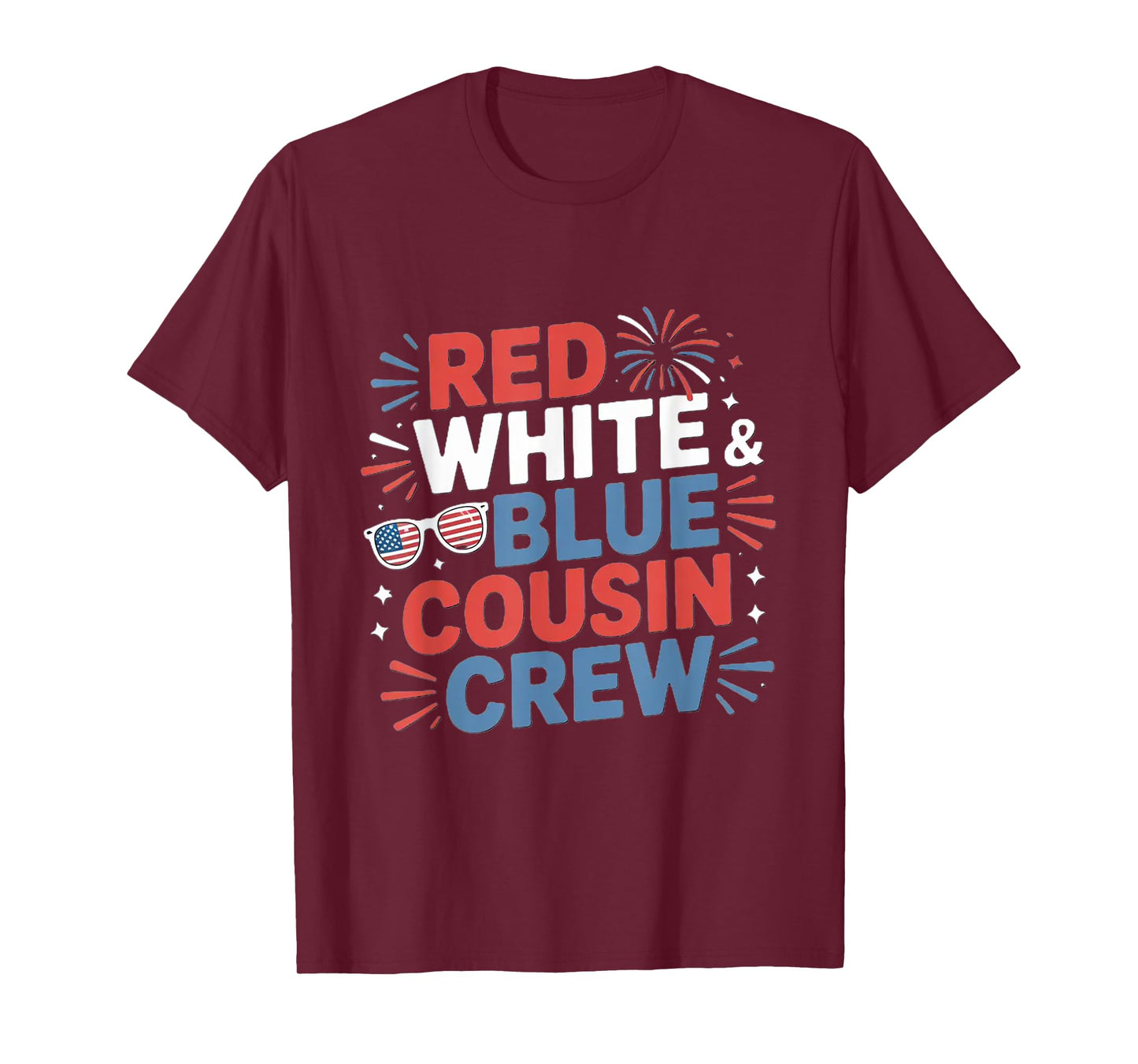 Red White and Blue Cousin Crew 2025 4th of July America kids T-Shirt