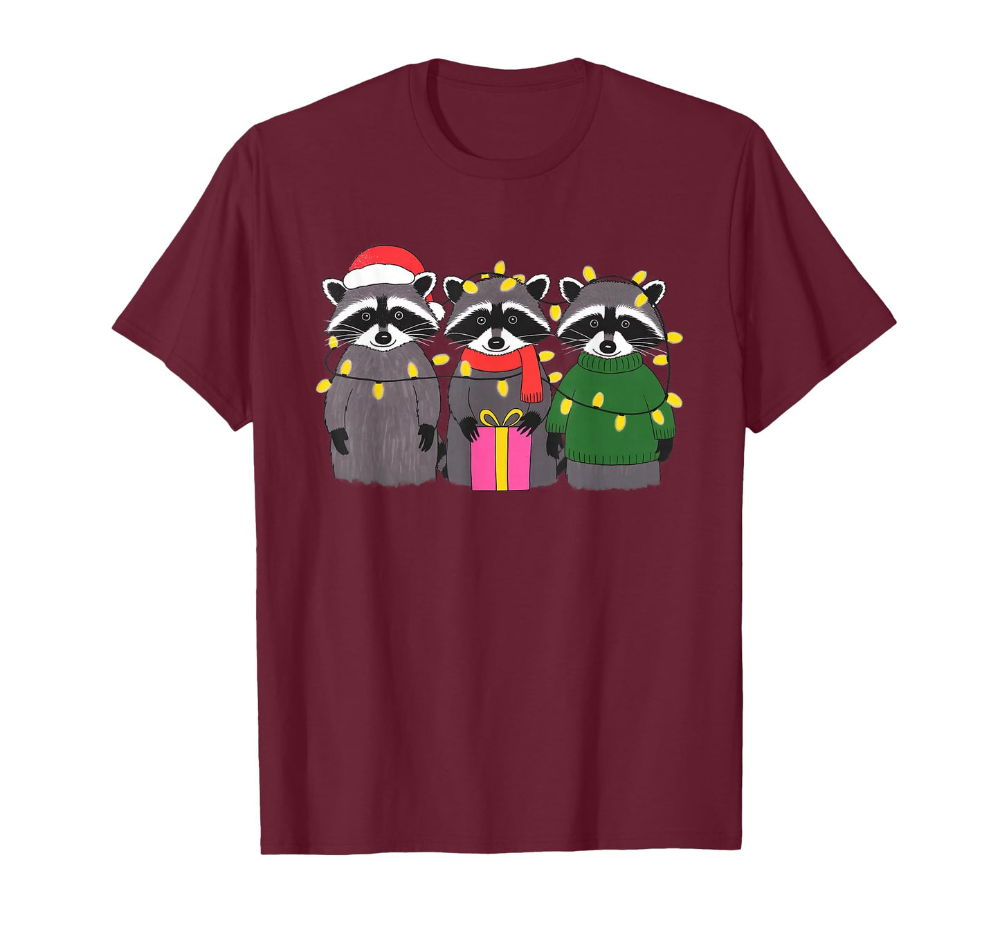 Cute Raccoon Christmas Funny Holiday Santa Claus Animal Gift T-Shirt